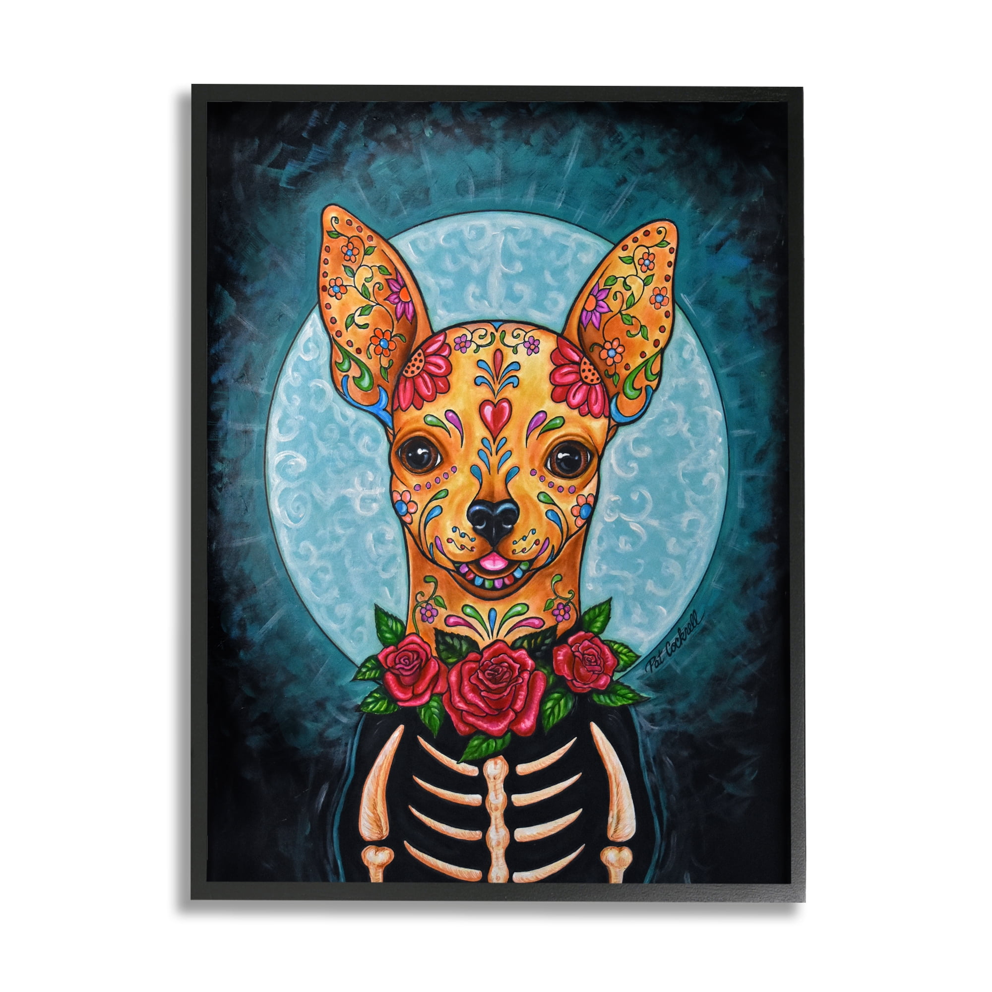 Stupell Industries Day of Dead Chihuahua Animals & Insects Painting Black Framed Art Print Wall Art, 16 x 20