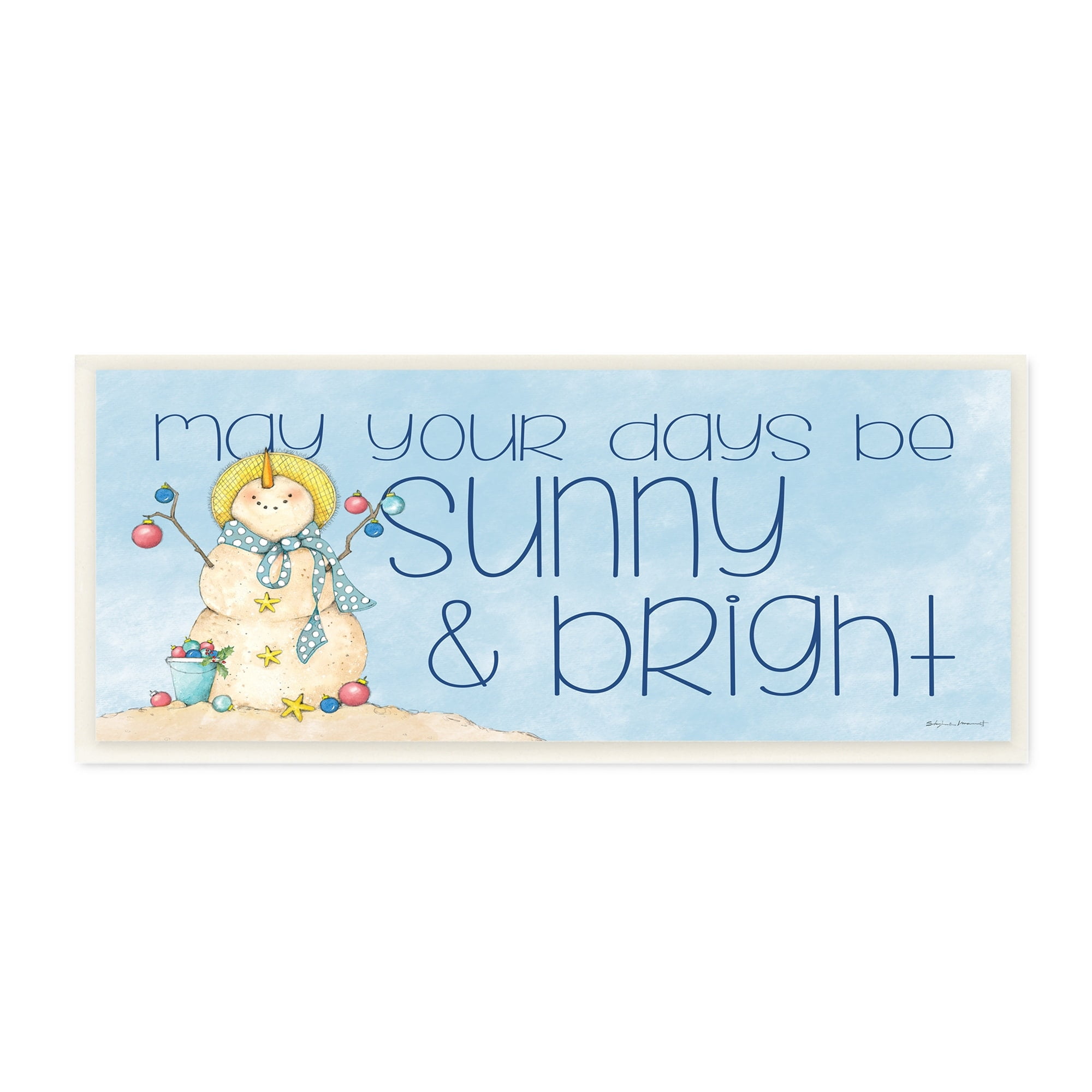 Stupell Industries Days Sunny and Bright Beach Sand Winter Snowman, 17 x 7, Design by Stephanie Workman Marrott