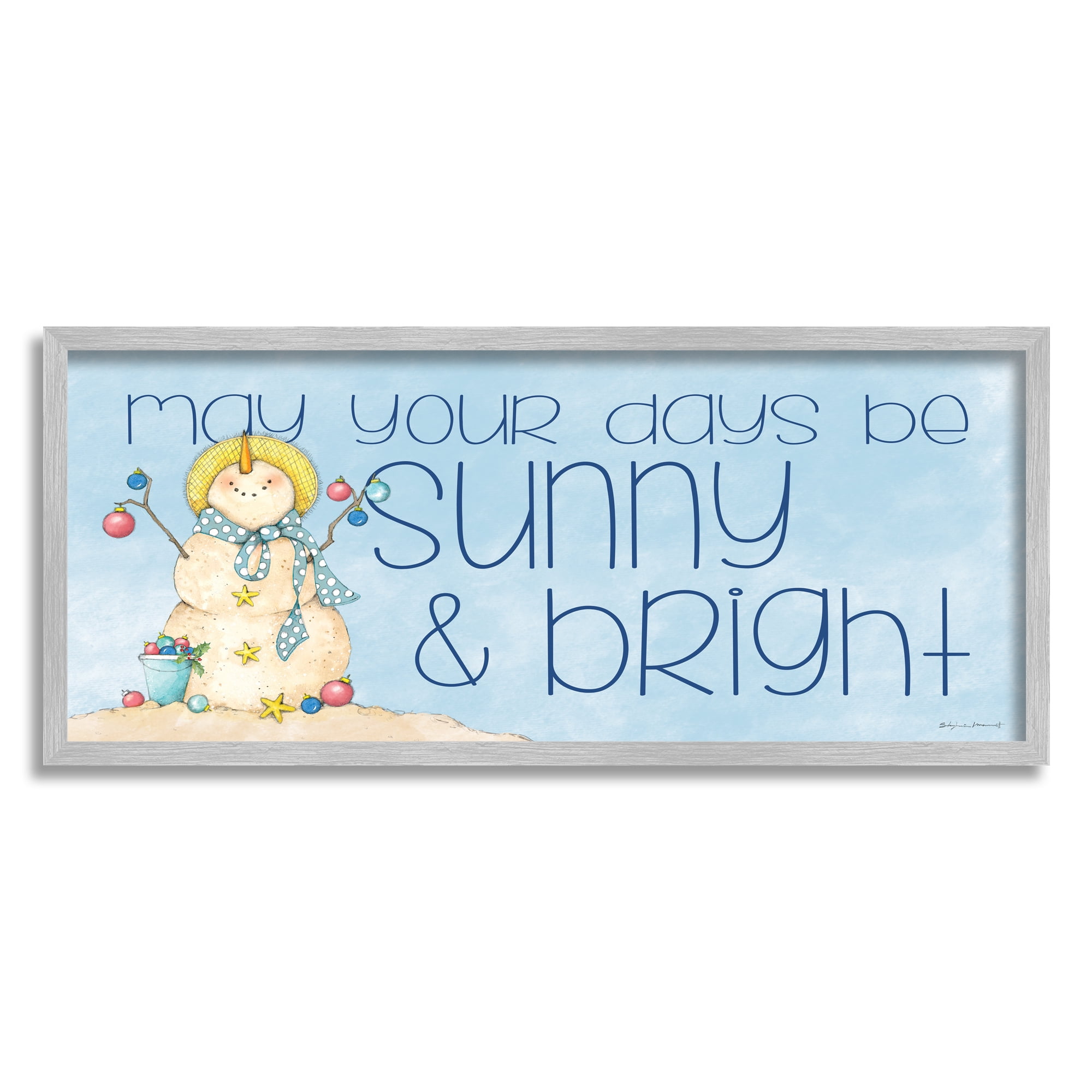 Stupell Industries Days Sunny and Bright Beach Sand Winter Snowman, 24 x 10, Design by Stephanie Workman Marrott