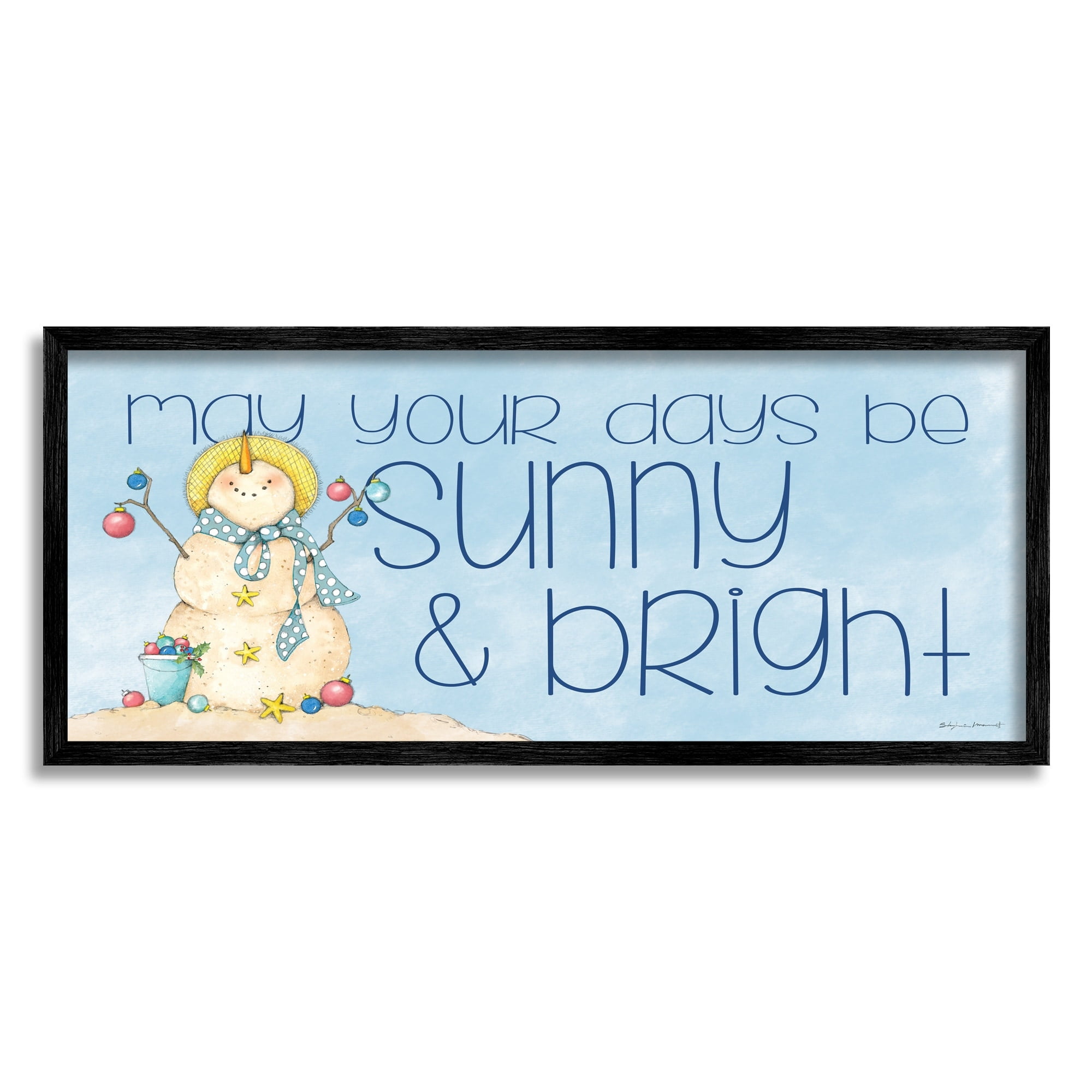 Stupell Industries Days Sunny and Bright Beach Sand Winter Snowman, 24 x 10, Design by Stephanie Workman Marrott