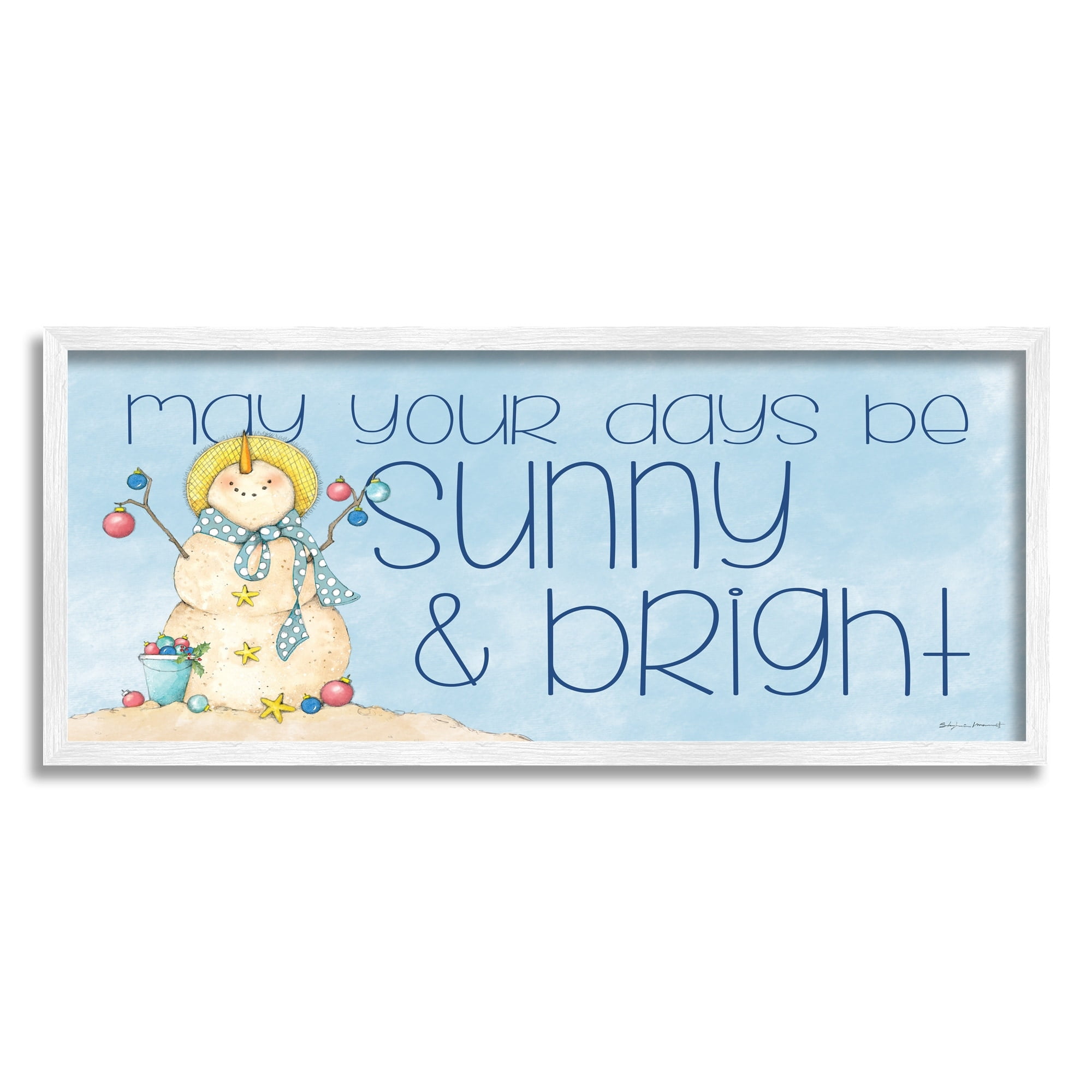 Stupell Industries Days Sunny and Bright Beach Sand Winter Snowman, 30 x 13, Design by Stephanie Workman Marrott