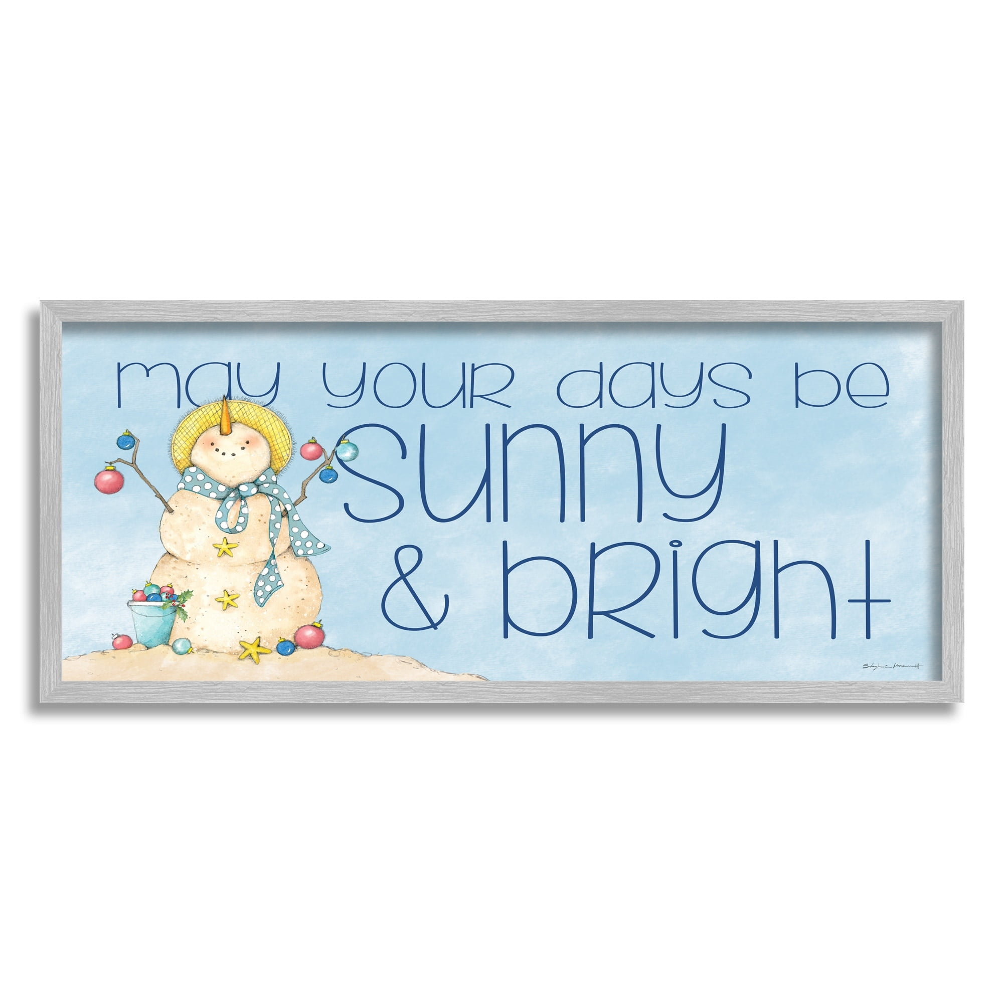 Stupell Industries Days Sunny and Bright Beach Sand Winter Snowman, 30 x 13, Design by Stephanie Workman Marrott