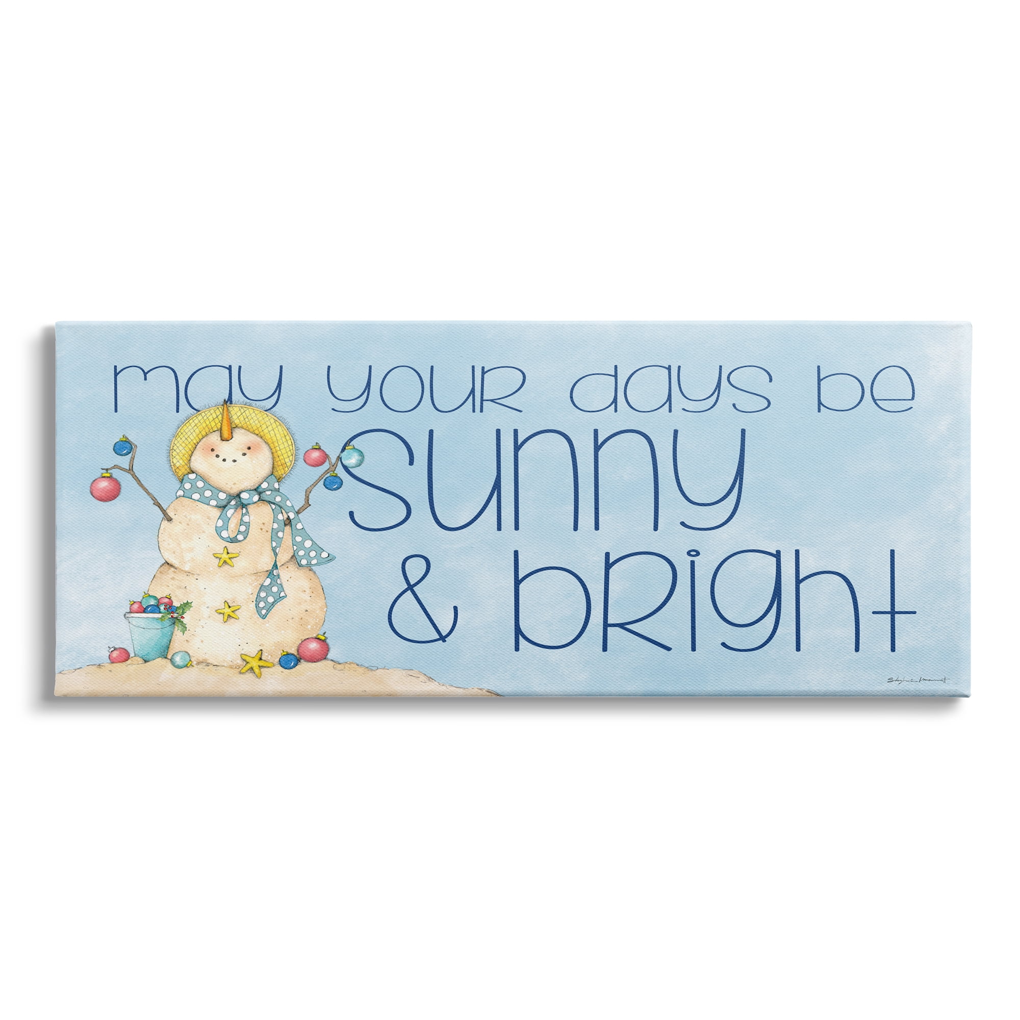 Stupell Industries Days Sunny and Bright Beach Sand Winter Snowman, 40 x 17, Design by Stephanie Workman Marrott