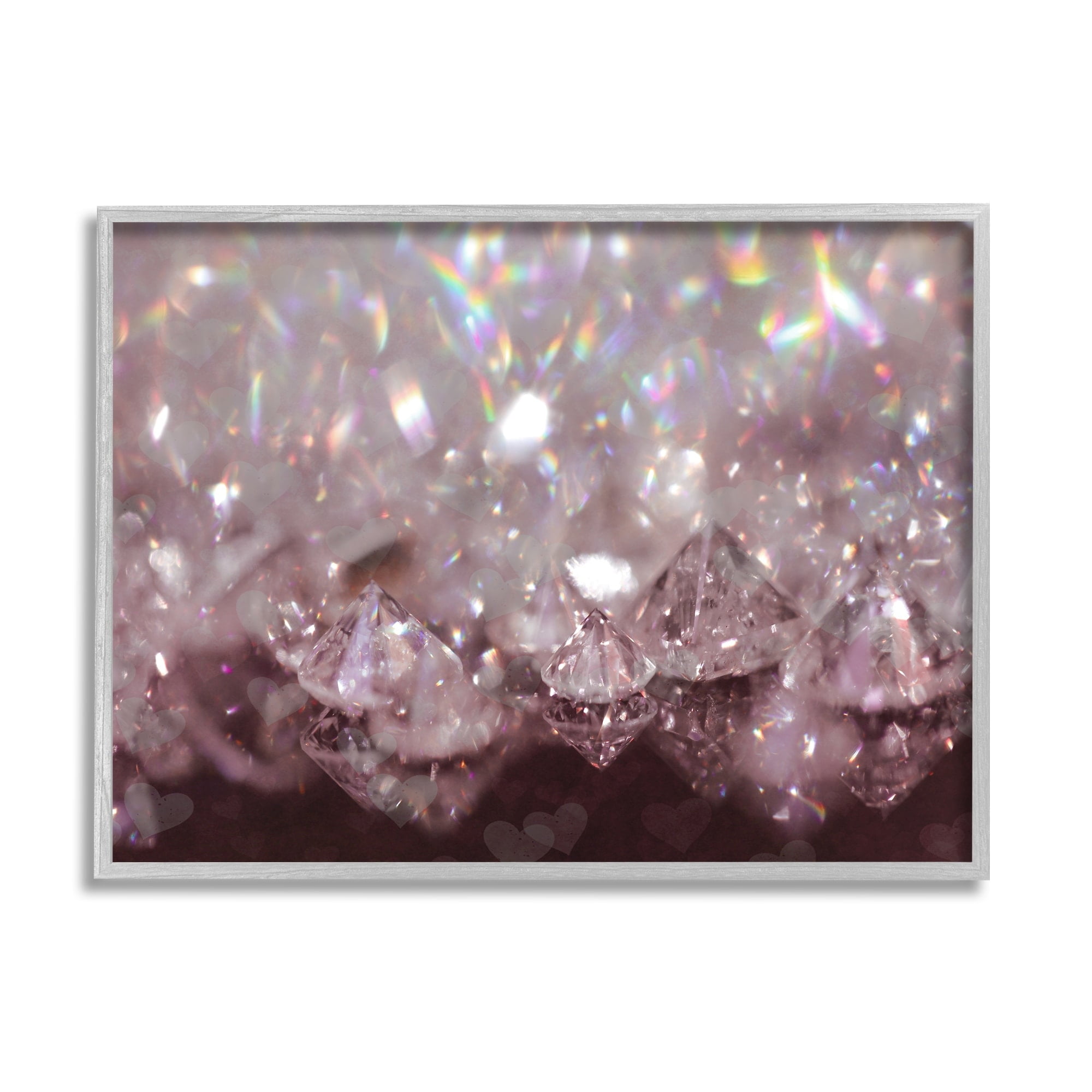 Stupell Industries Dazzling Bling Gems Luxury Fashion Glam Jewels Photograph Gray Framed Art Print Wall Art, Design by Daphne Polselli