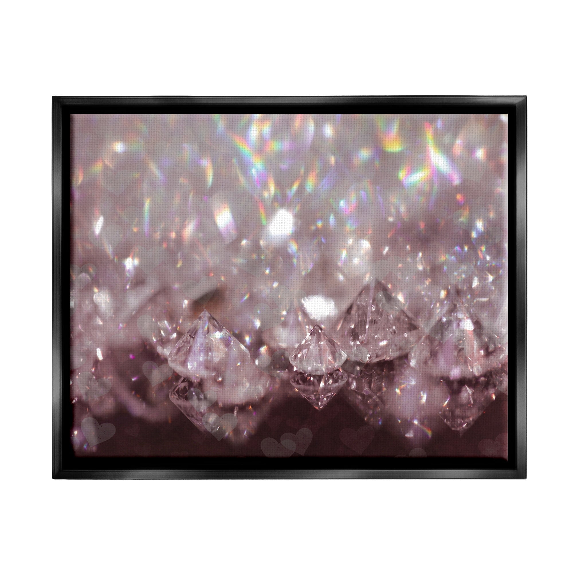 Stupell Industries Dazzling Bling Gems Luxury Fashion Glam Jewels Photograph Jet Black Floating Framed Canvas Print Wall Art, Design by Daphne Polselli