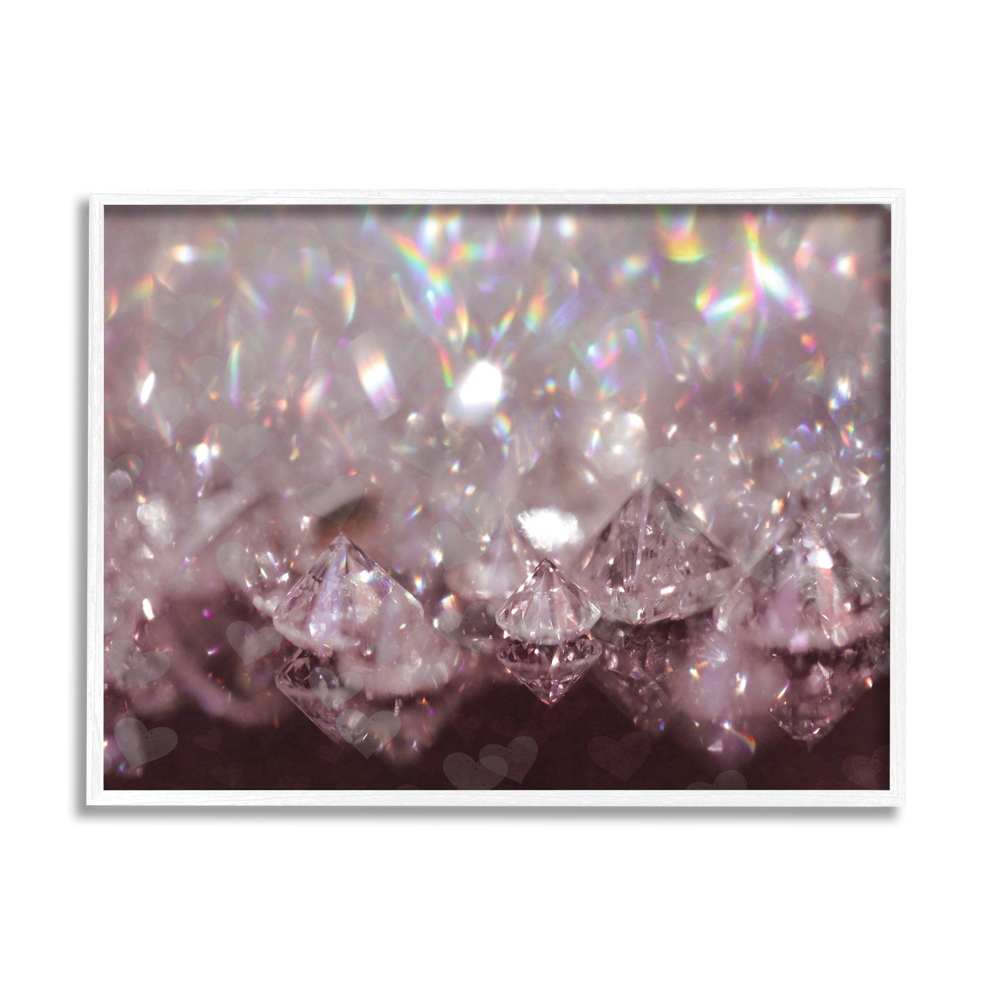 Stupell Industries Dazzling Bling Gems Luxury Fashion Glam Jewels Photograph White Framed Art Print Wall Art, Design by Daphne Polselli