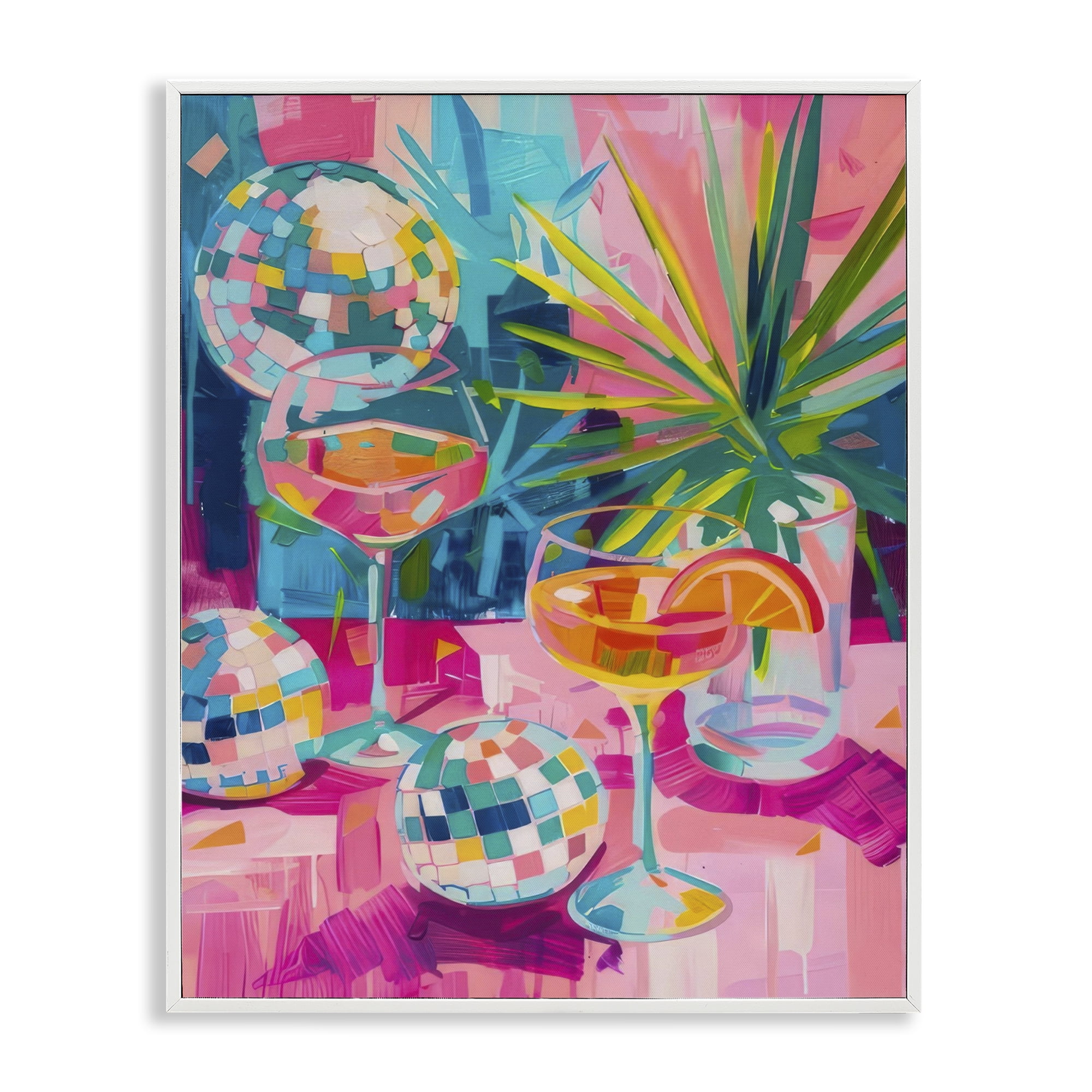 Stupell Industries Dazzling Disco Cocktails Food & Beverage Painting White Framed Art Print Wall Art, 11 x 14
