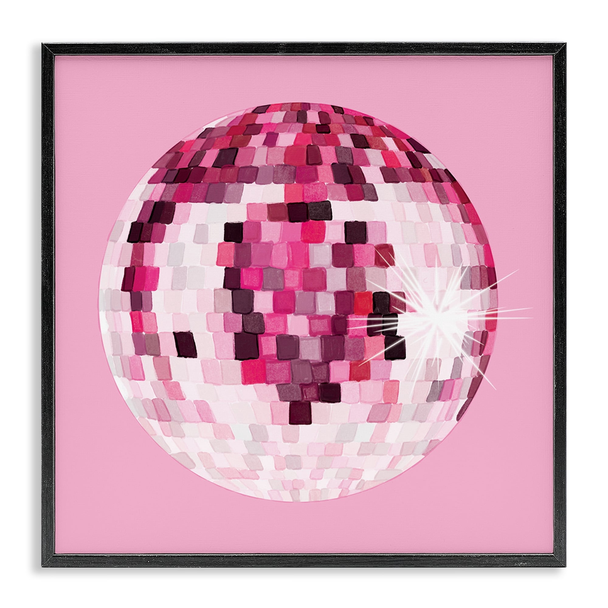 Stupell Industries Dazzling Pink Disco Ball Shining Geometric Pattern Graphic Art Black Framed Art Print Wall Art, Design by Hey Bre! Creative Studio