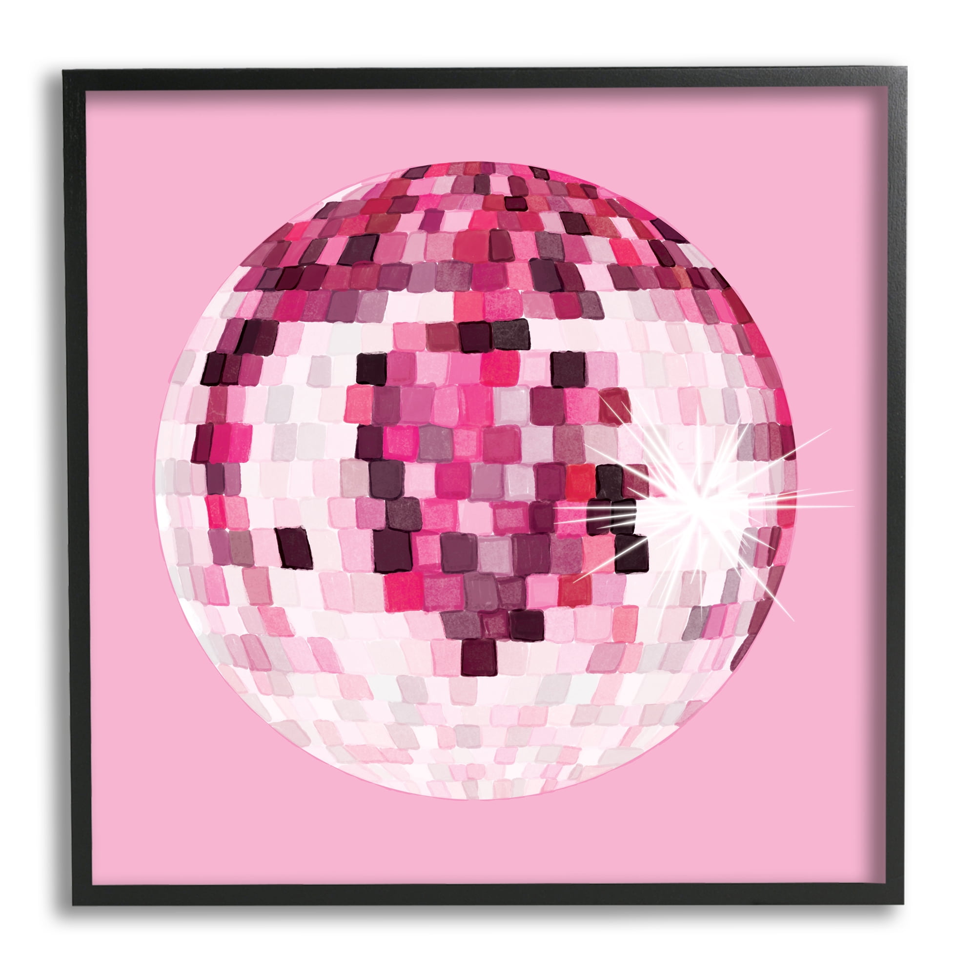 Stupell Industries Dazzling Pink Disco Ball Shining Geometric Pattern Graphic Art Black Framed Art Print Wall Art, Design by Hey Bre! Creative Studio