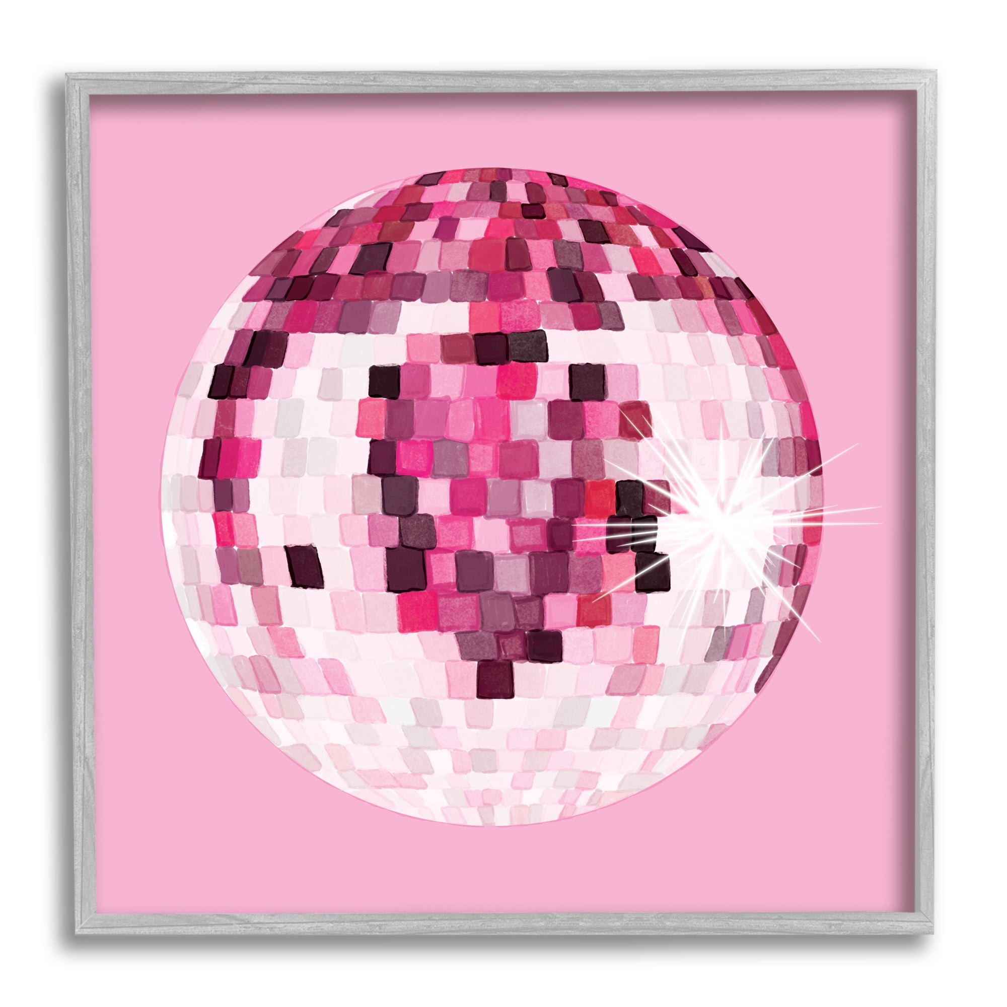 Stupell Industries Dazzling Pink Disco Ball Shining Geometric Pattern Graphic Art Gray Framed Art Print Wall Art, Design by Hey Bre! Creative Studio