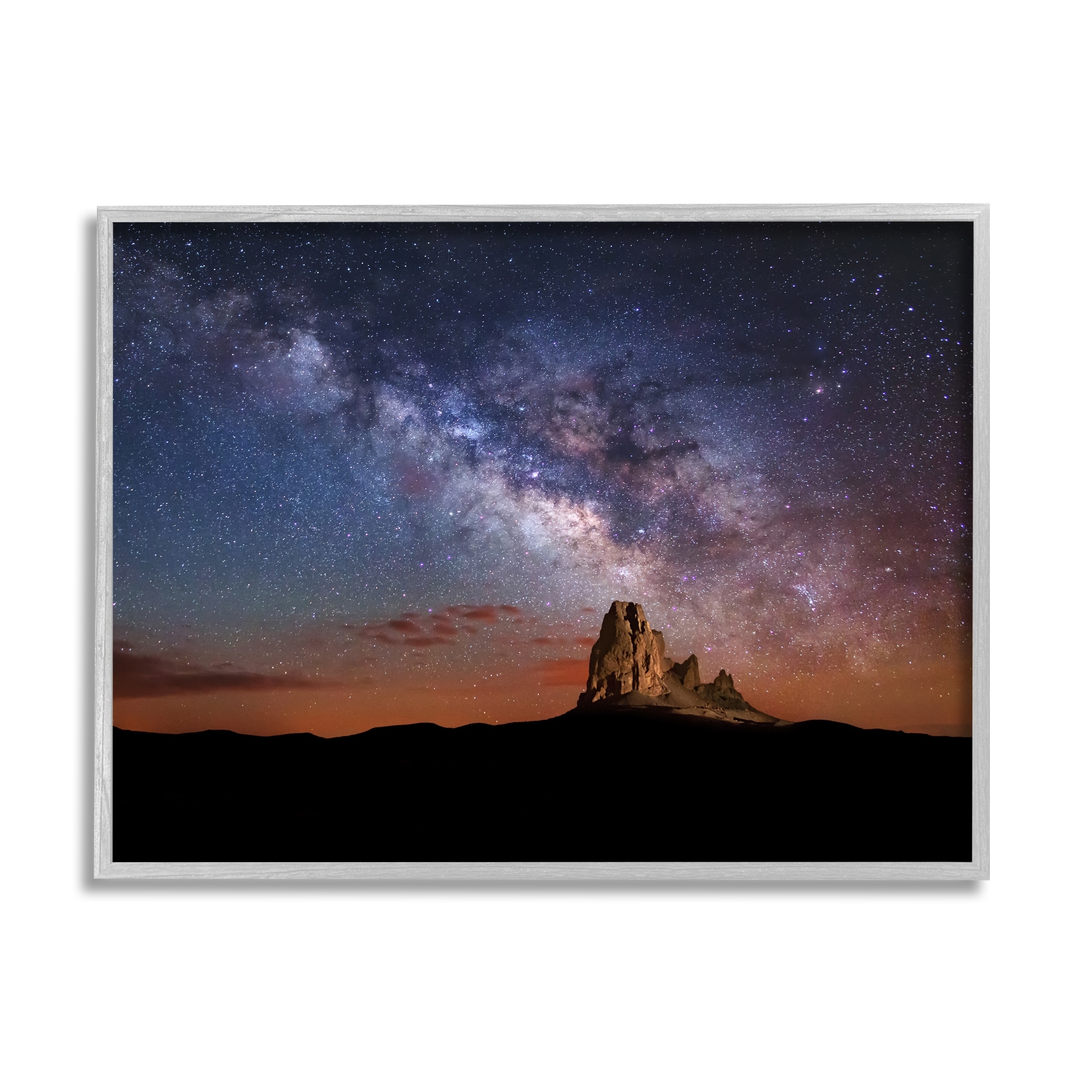 Stupell Industries Dazzling Starry Sky Milky Way Desert Butte Graphic Art Gray Framed Art Print Wall Art, Design by Royce Bair