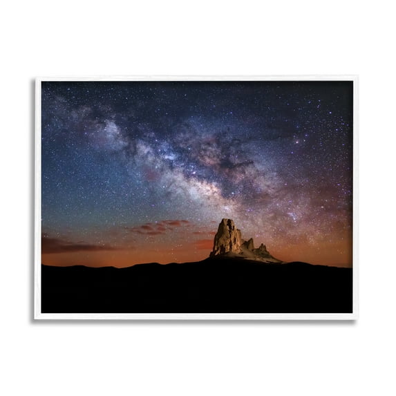 Stupell Industries Dazzling Starry Sky Milky Way Desert Butte Graphic Art White Framed Art Print Wall Art, Design by Royce Bair