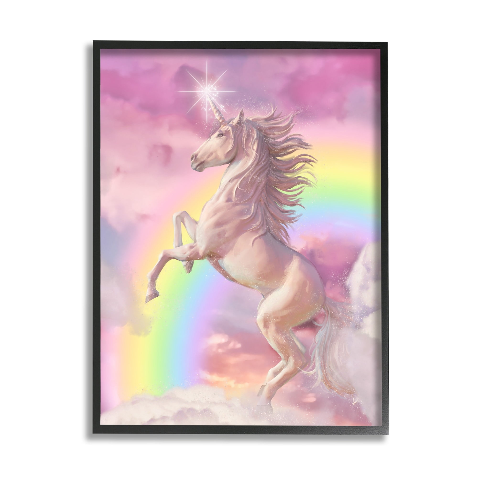 Stupell Industries Dazzling Unicorn Fluffy Pink Clouds Fantasy Rainbow , 11 x 14, Design by Ziwei Li