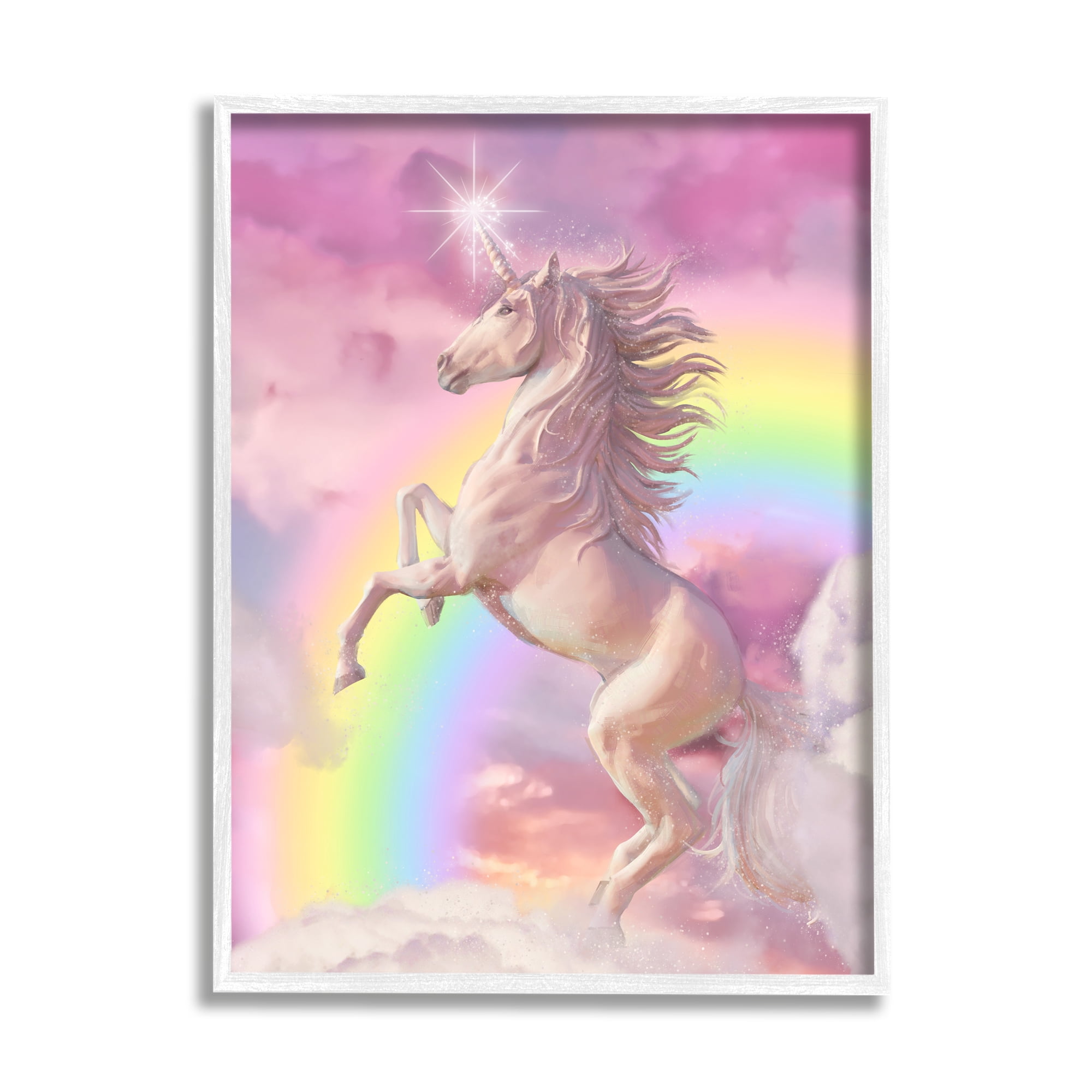 Stupell Industries Dazzling Unicorn Fluffy Pink Clouds Fantasy Rainbow , 24 x 30, Design by Ziwei Li