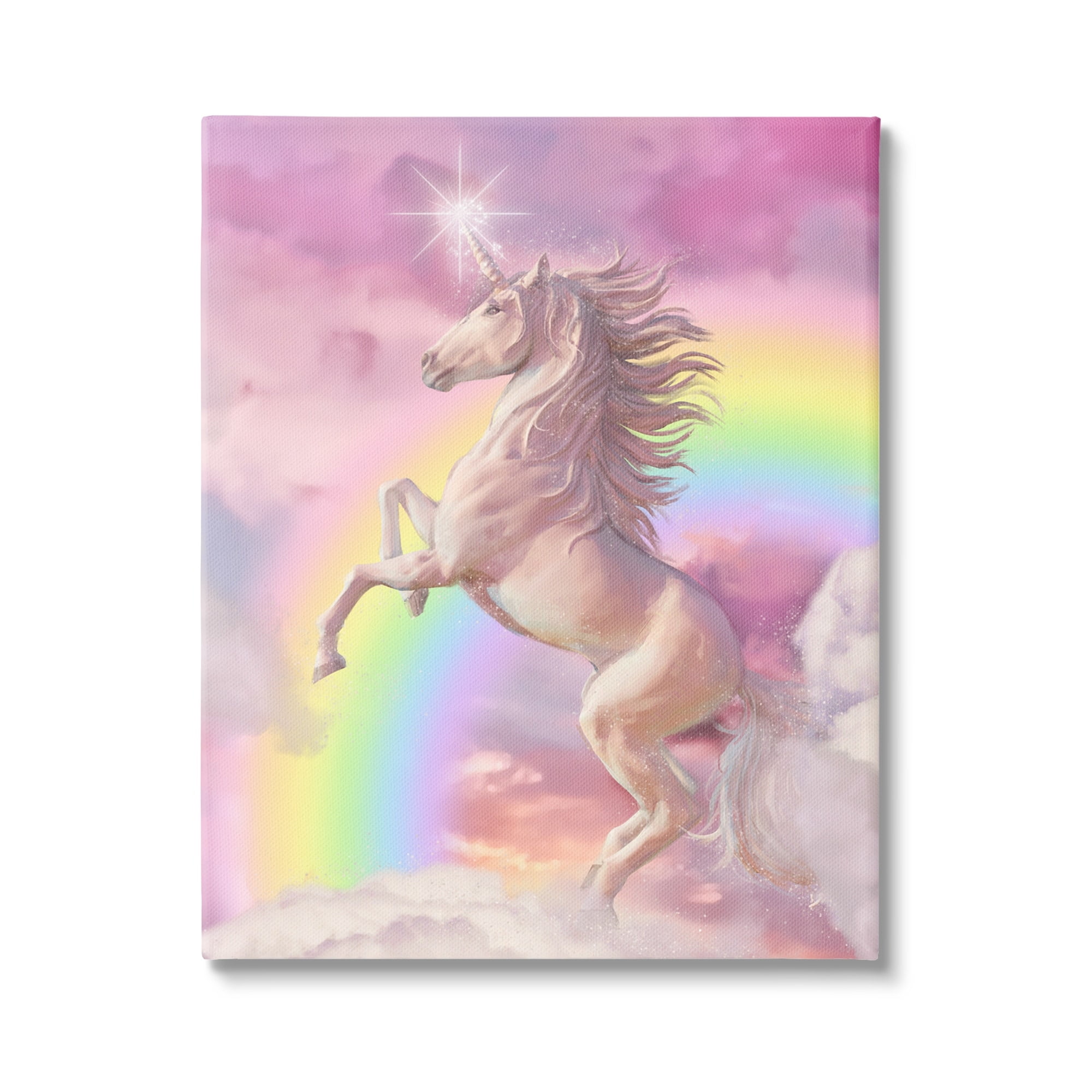 Stupell Industries Dazzling Unicorn Fluffy Pink Clouds Fantasy Rainbow , 24 x 30, Design by Ziwei Li