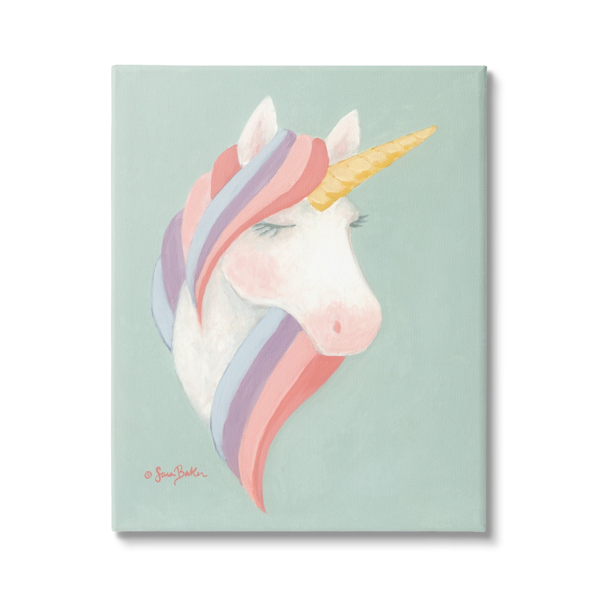 Stupell Industries Dazzling Unicorn Pastel Striped Mane Fantasy Horse Canvas Wall Art, 24 x 30, Design by Sara Baker