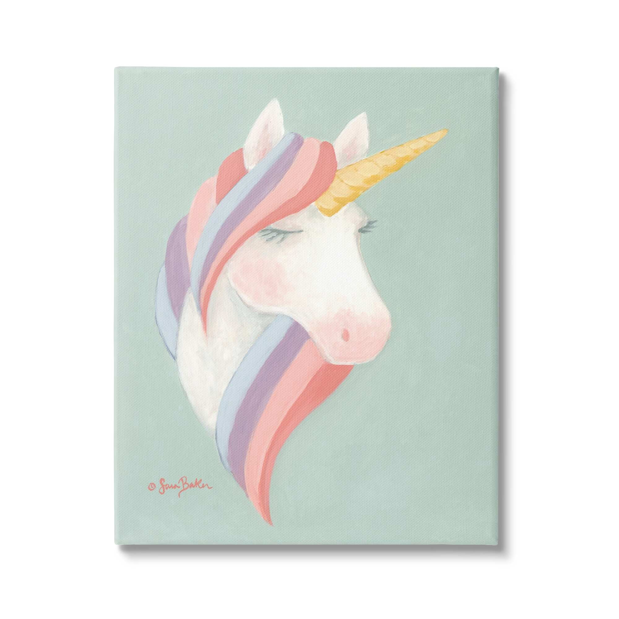 Stupell Industries Dazzling Unicorn Pastel Striped Mane Fantasy Horse Canvas Wall Art, 36 x 48, Design by Sara Baker