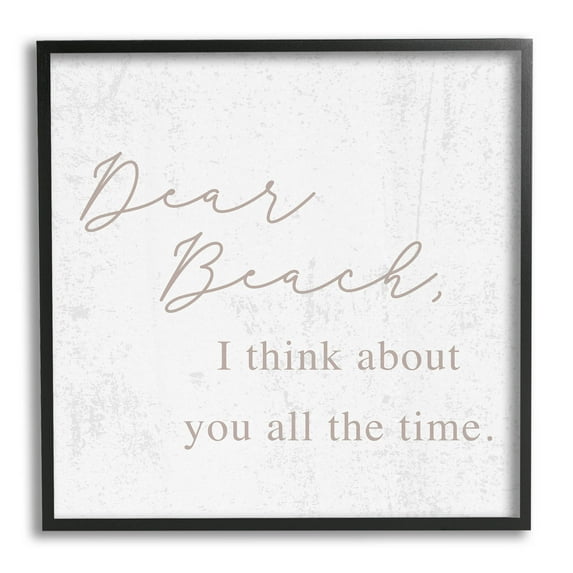 Stupell Industries Dear Beach I Think About You Phrase Graphic Art Black Framed Art Print Wall Art, Design by Lil' Rue