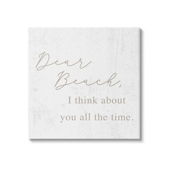 Stupell Industries Dear Beach I Think About You Phrase Graphic Art Gallery Wrapped Canvas Print Wall Art, Design by Lil' Rue