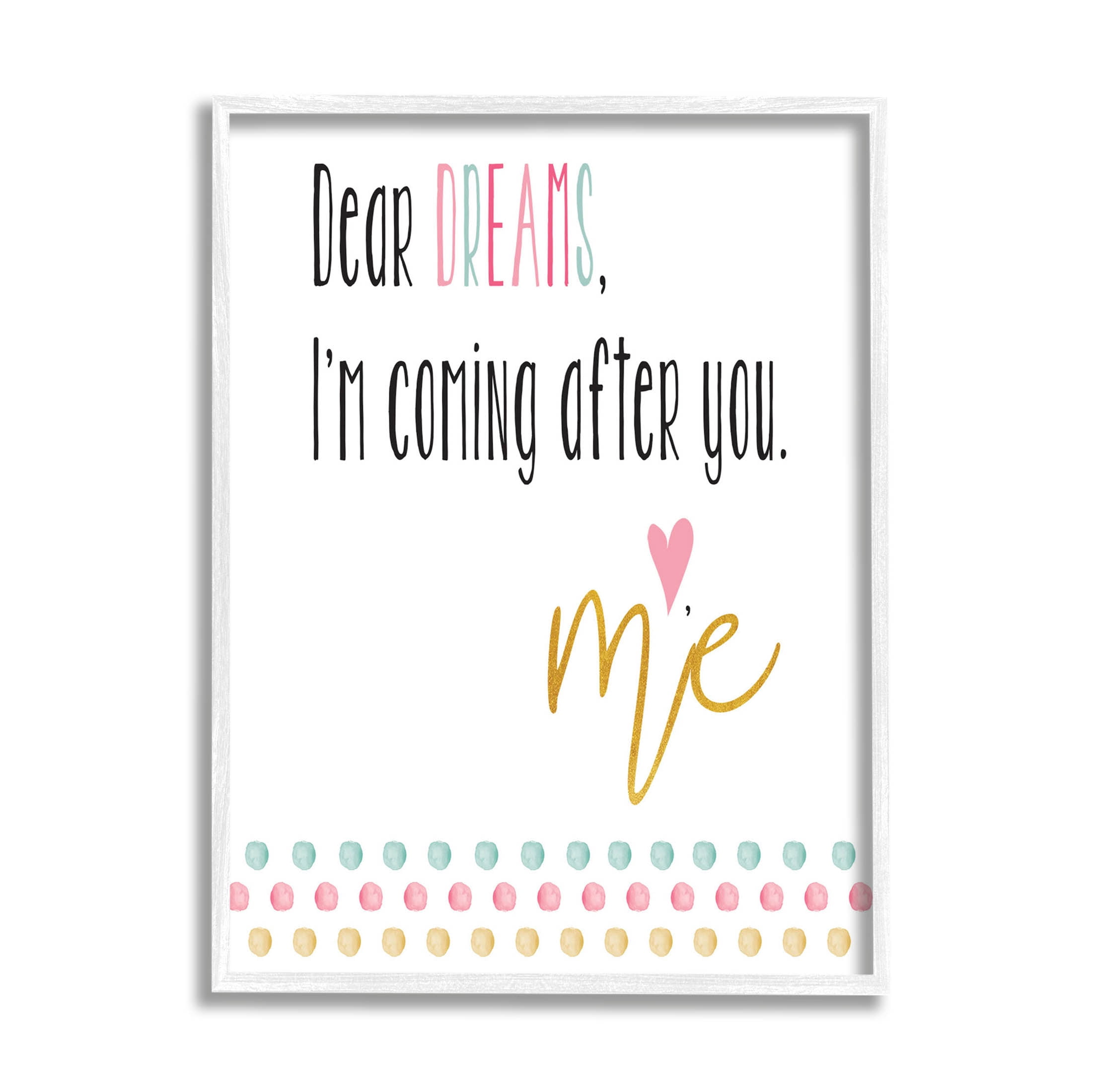 Stupell Industries Dear Dreams Motivational Phrase Graphic Art White Framed Art Print Wall Art, Design by Alli Rogosich