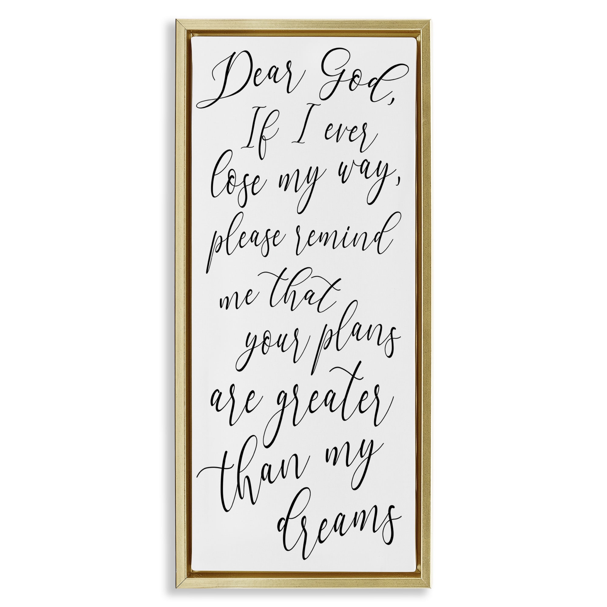 Gold Framed Religious Motivational Quote Canvas Print, 11 x 25