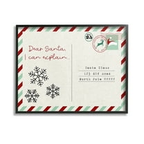 Stupell Industries Dear Santa Postcard Holiday Painting Black Framed Art Print Wall Art, 14 x 11