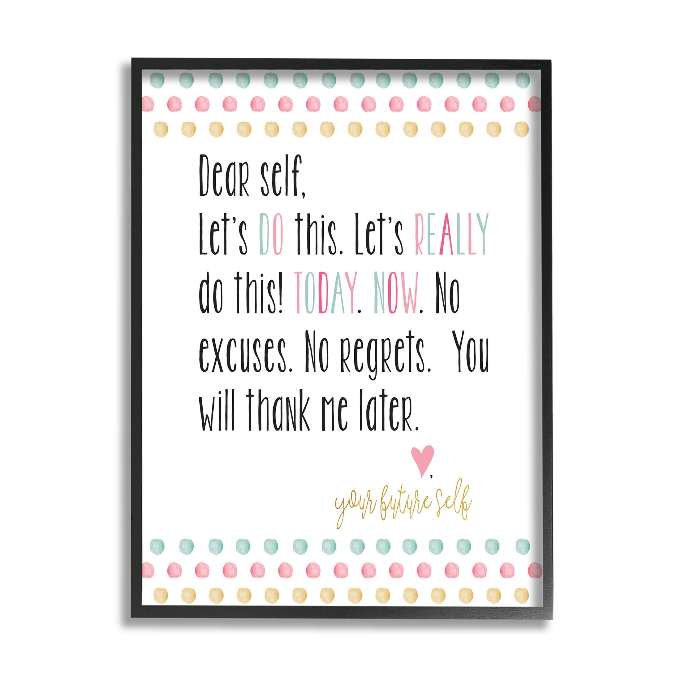 Stupell Industries Dear Self Motivational Phrase Graphic Art Black Framed Art Print Wall Art, Design by Alli Rogosich