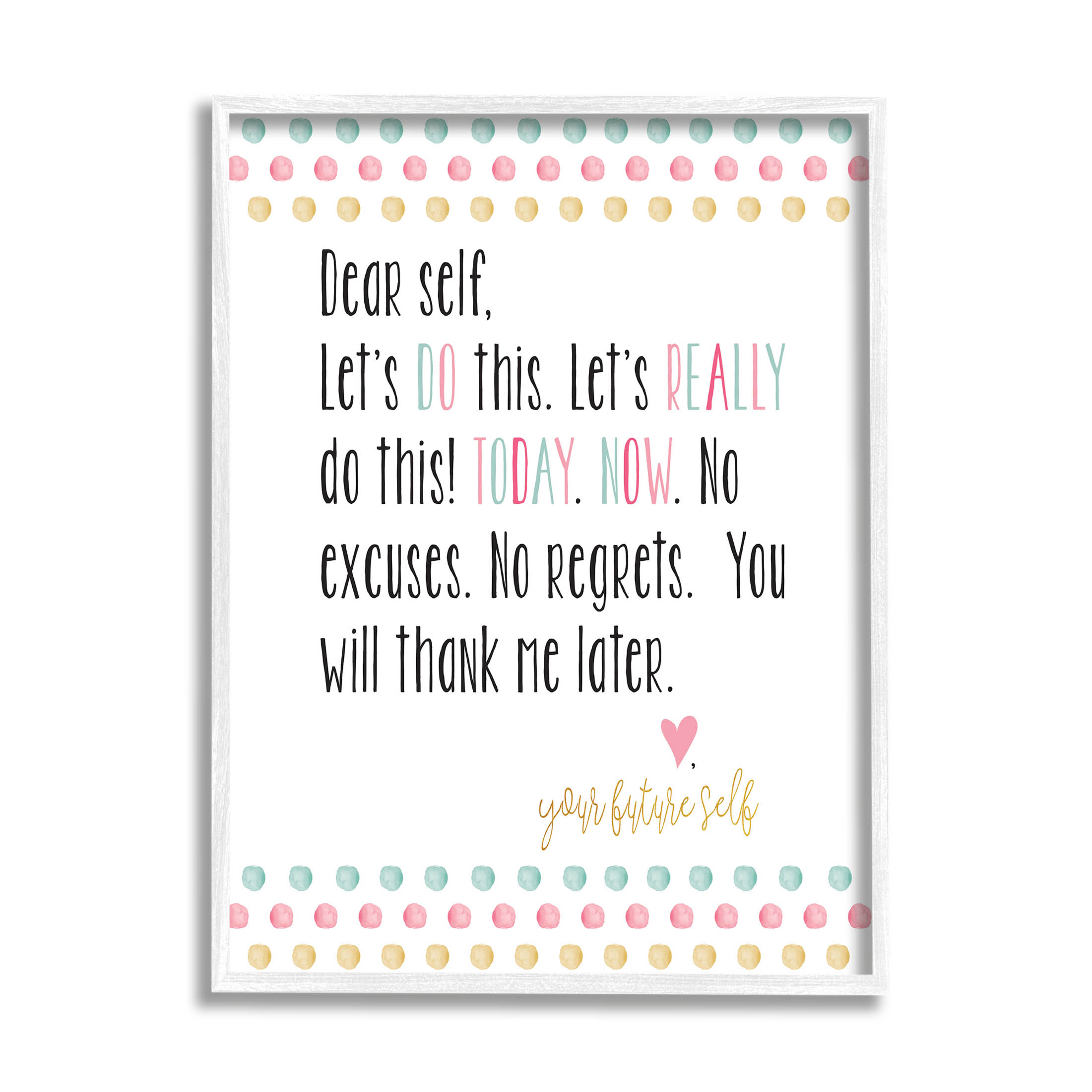 Stupell Industries Dear Self Motivational Phrase Graphic Art White Framed Art Print Wall Art, Design by Alli Rogosich