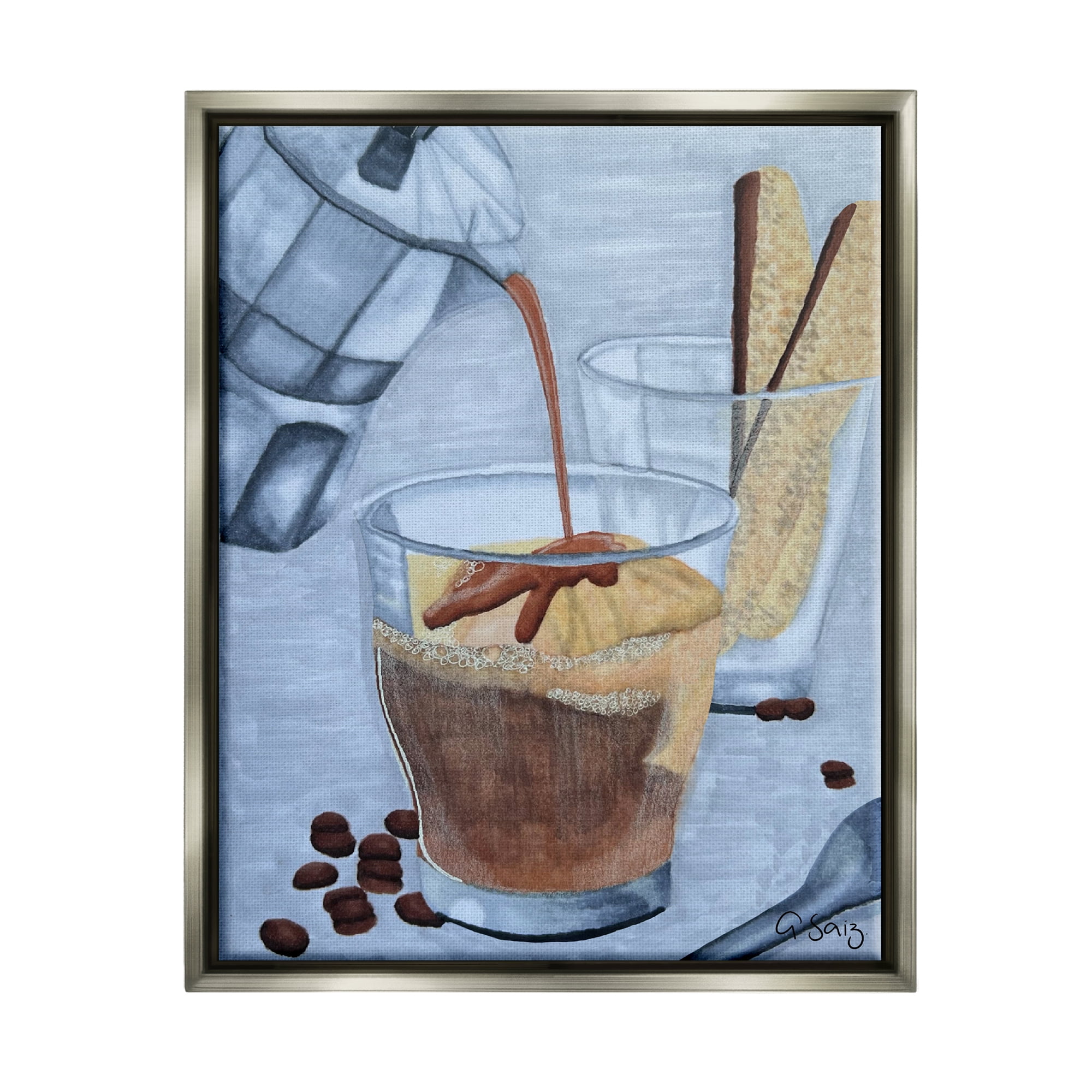 Stupell Industries Decadent Dessert Espresso Pour Food & Beverage Painting Gray Floater Framed Art Print Wall Art