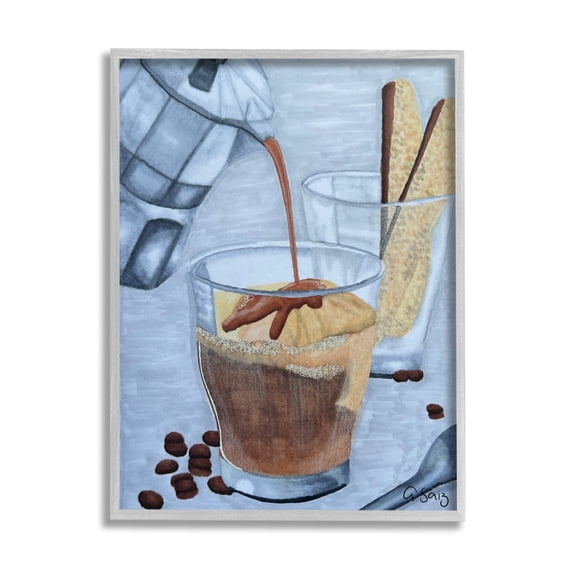 Stupell Industries Decadent Dessert Espresso Pour Food & Beverage Painting Gray Framed Art Print Wall Art