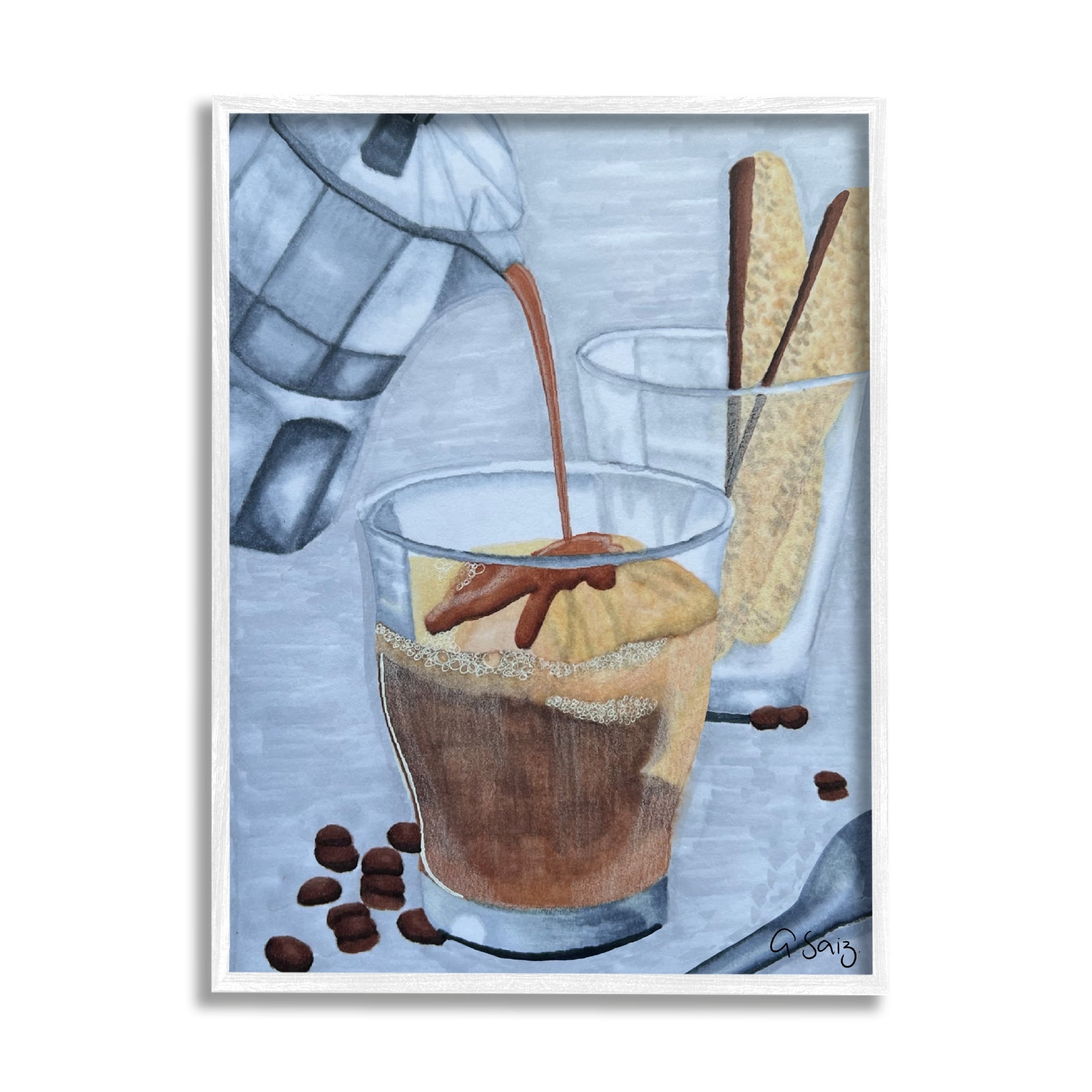 Stupell Industries Decadent Dessert Espresso Pour Food & Beverage Painting White Framed Art Print Wall Art