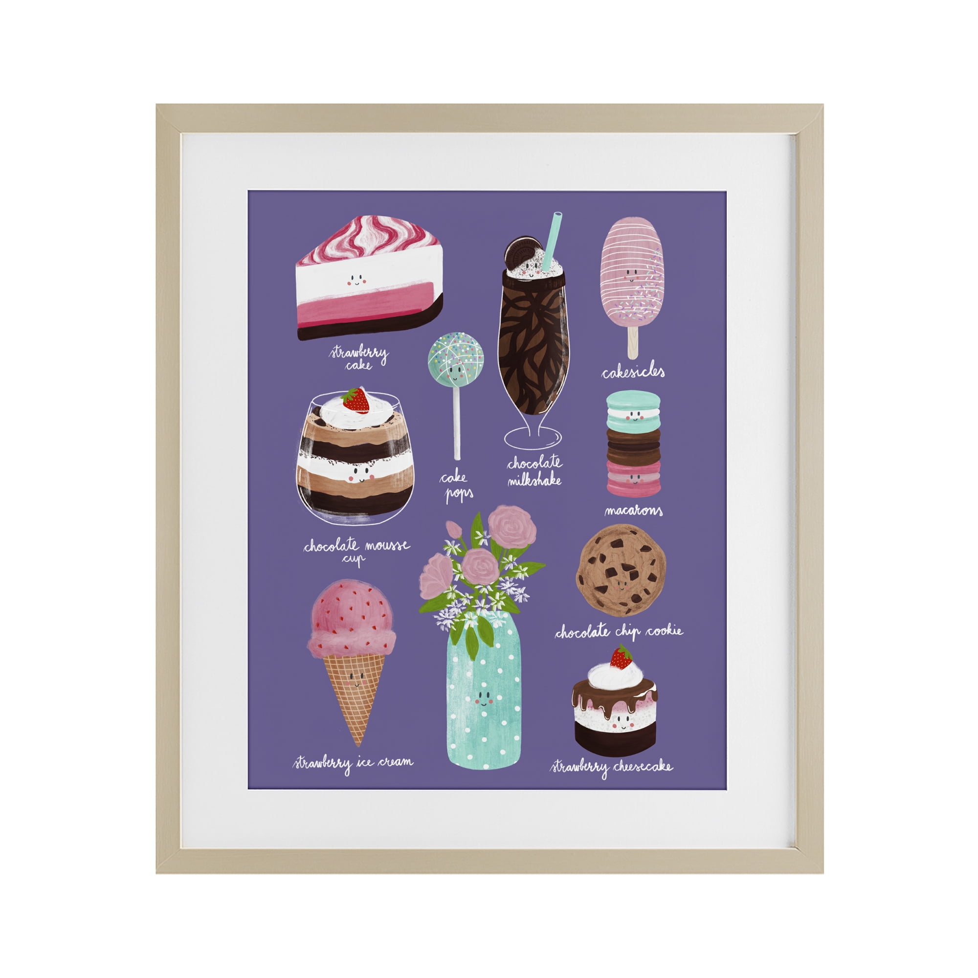 Stupell Industries Decadent Desserts & Flowers Birch Framed Print Under Glass, design by Metka Hiti