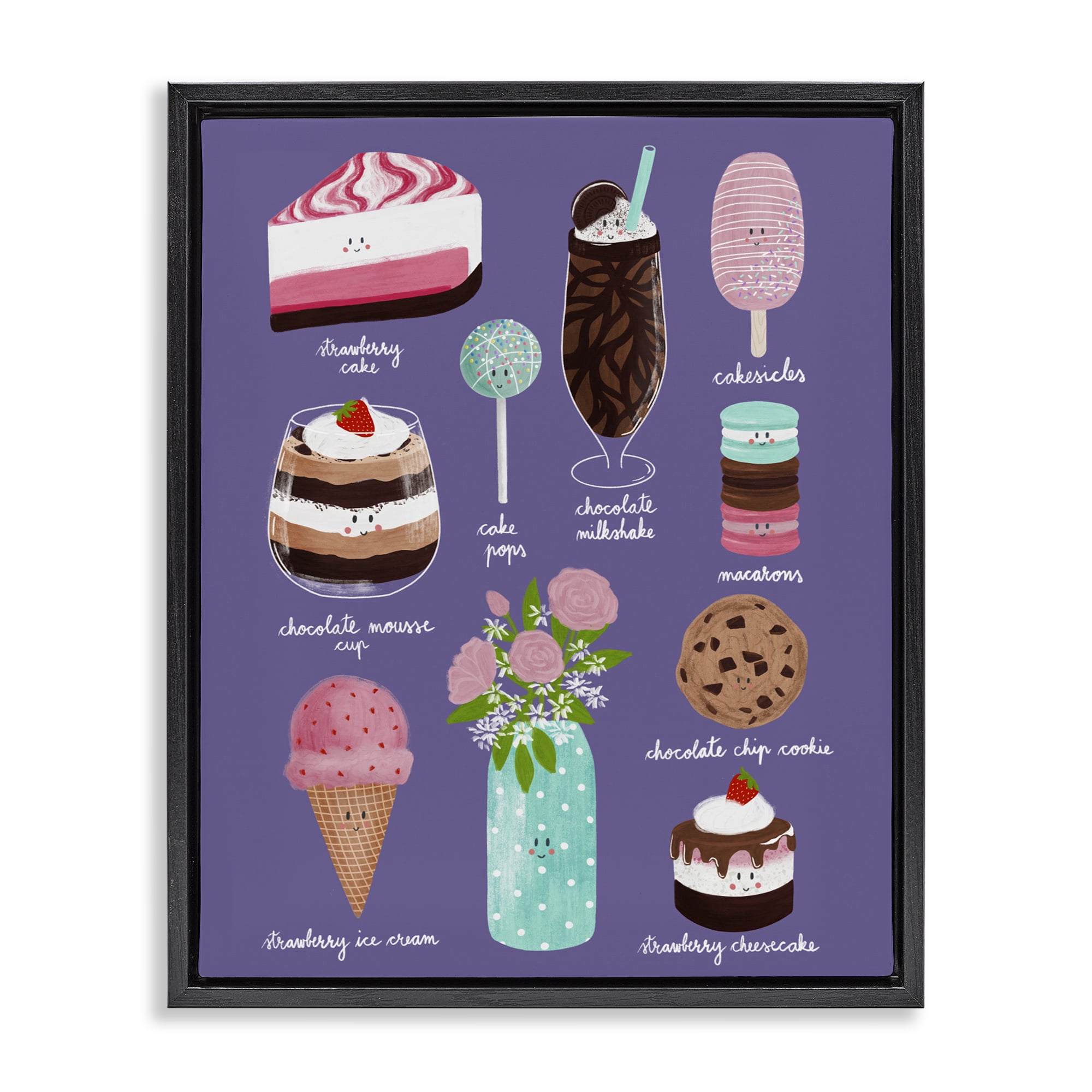 Stupell Industries Decadent Desserts & Flowers Black Framed Floater Canvas Wall Art, design by Metka Hiti