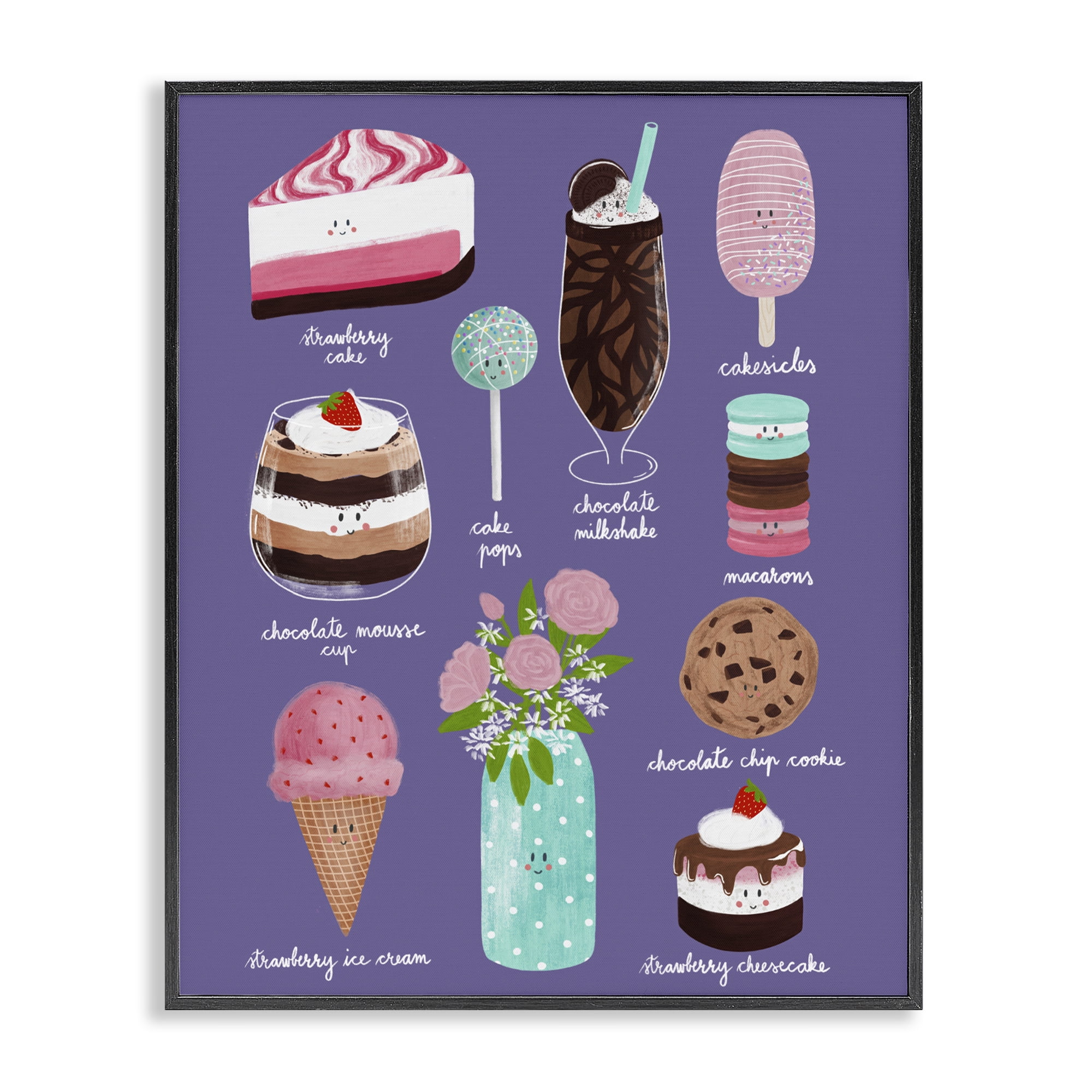 Stupell Industries Decadent Desserts & Flowers Black Framed Giclee Art, design by Metka Hiti