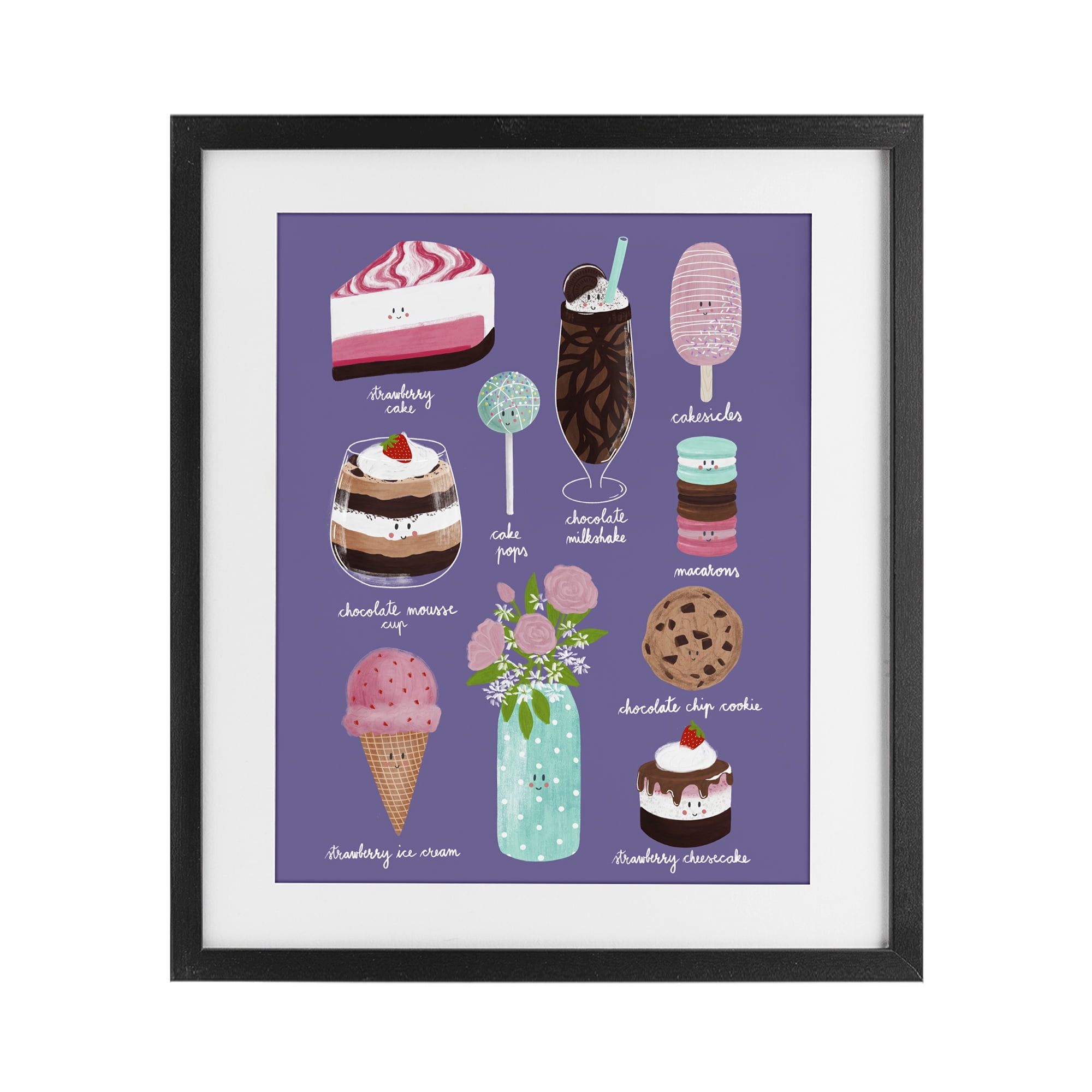 Stupell Industries Decadent Desserts & Flowers Black Framed Print Under Glass, design by Metka Hiti