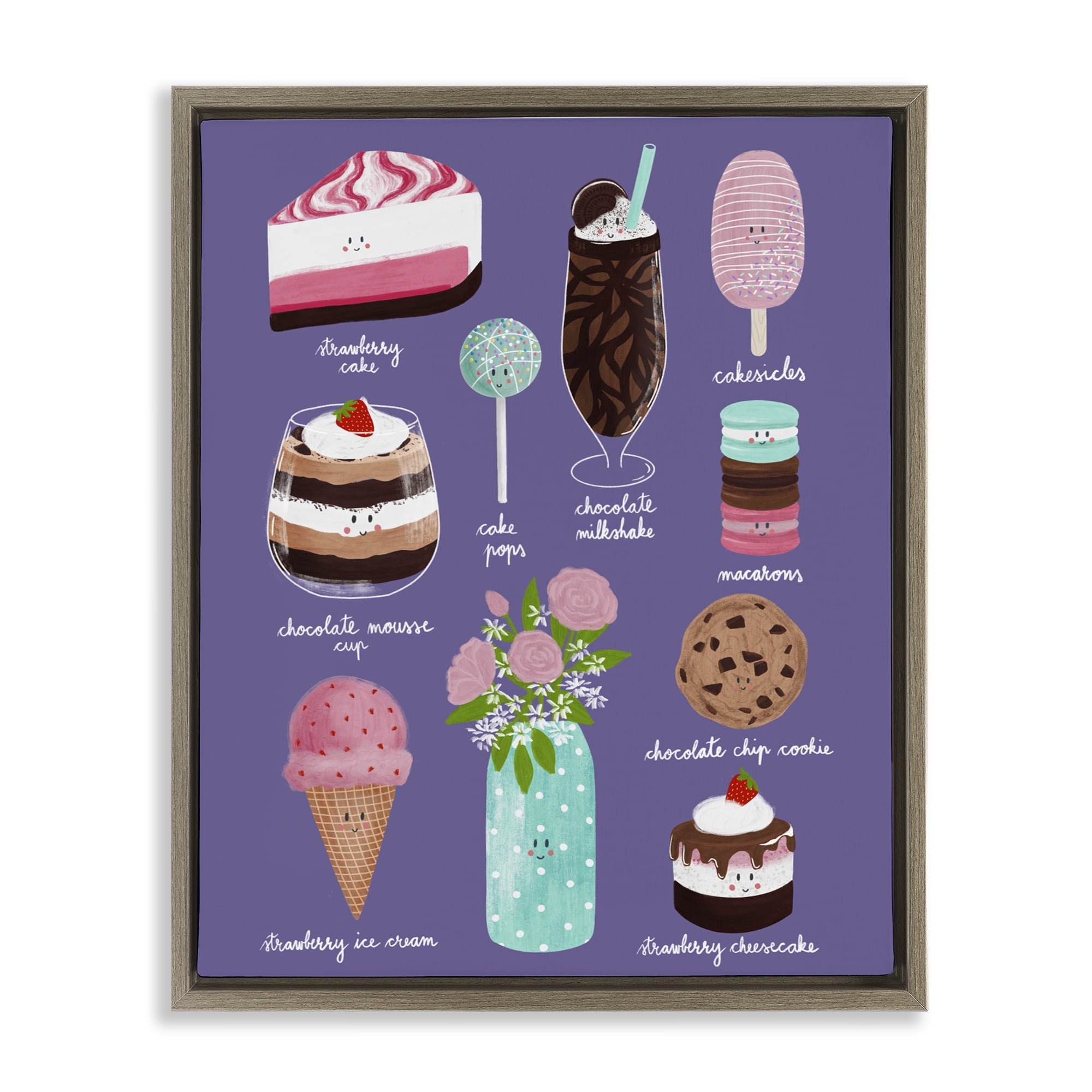 Stupell Industries Decadent Desserts & Flowers Brown Framed Floater Canvas Wall Art, design by Metka Hiti