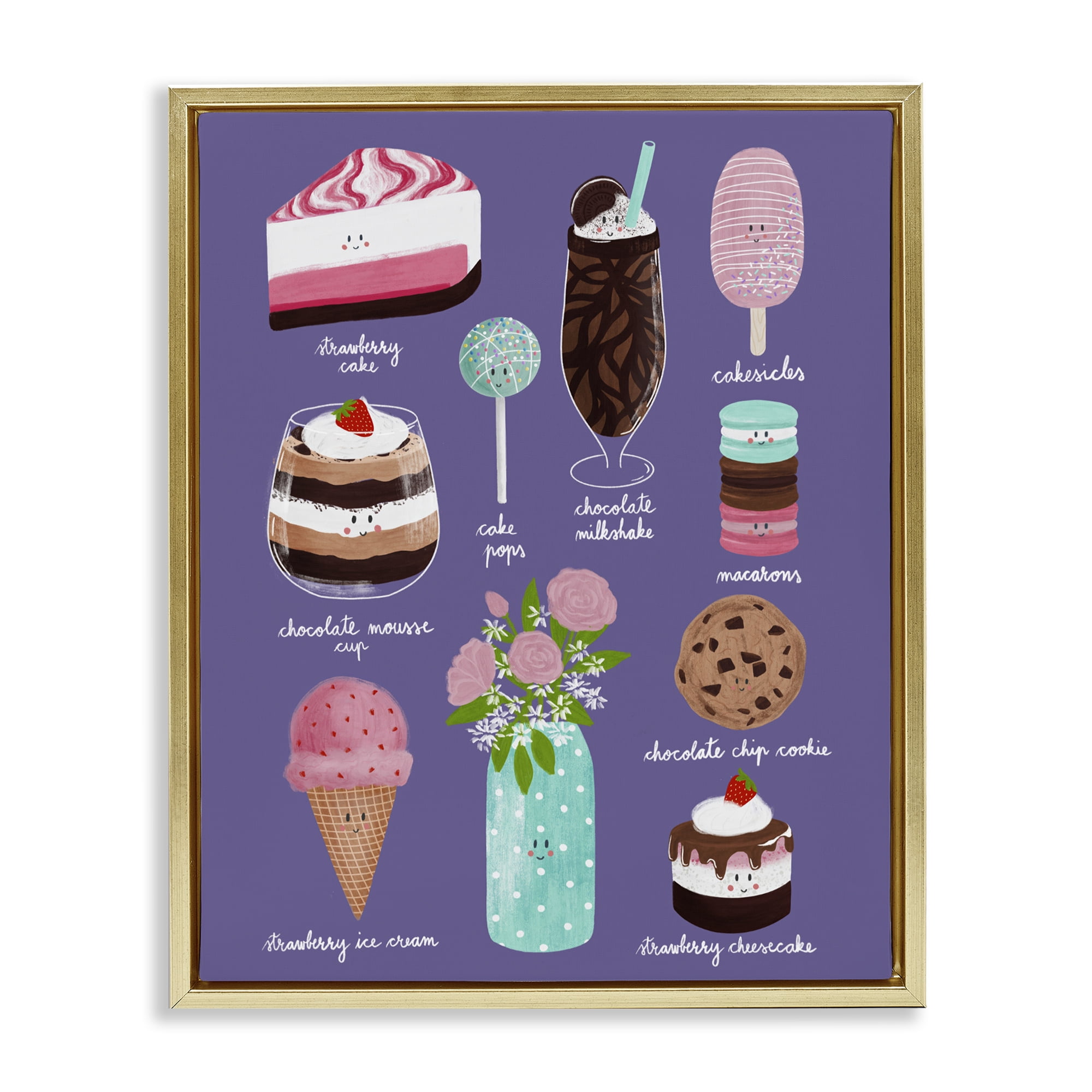 Stupell Industries Decadent Desserts & Flowers Gold Framed Floater Canvas Wall Art, design by Metka Hiti