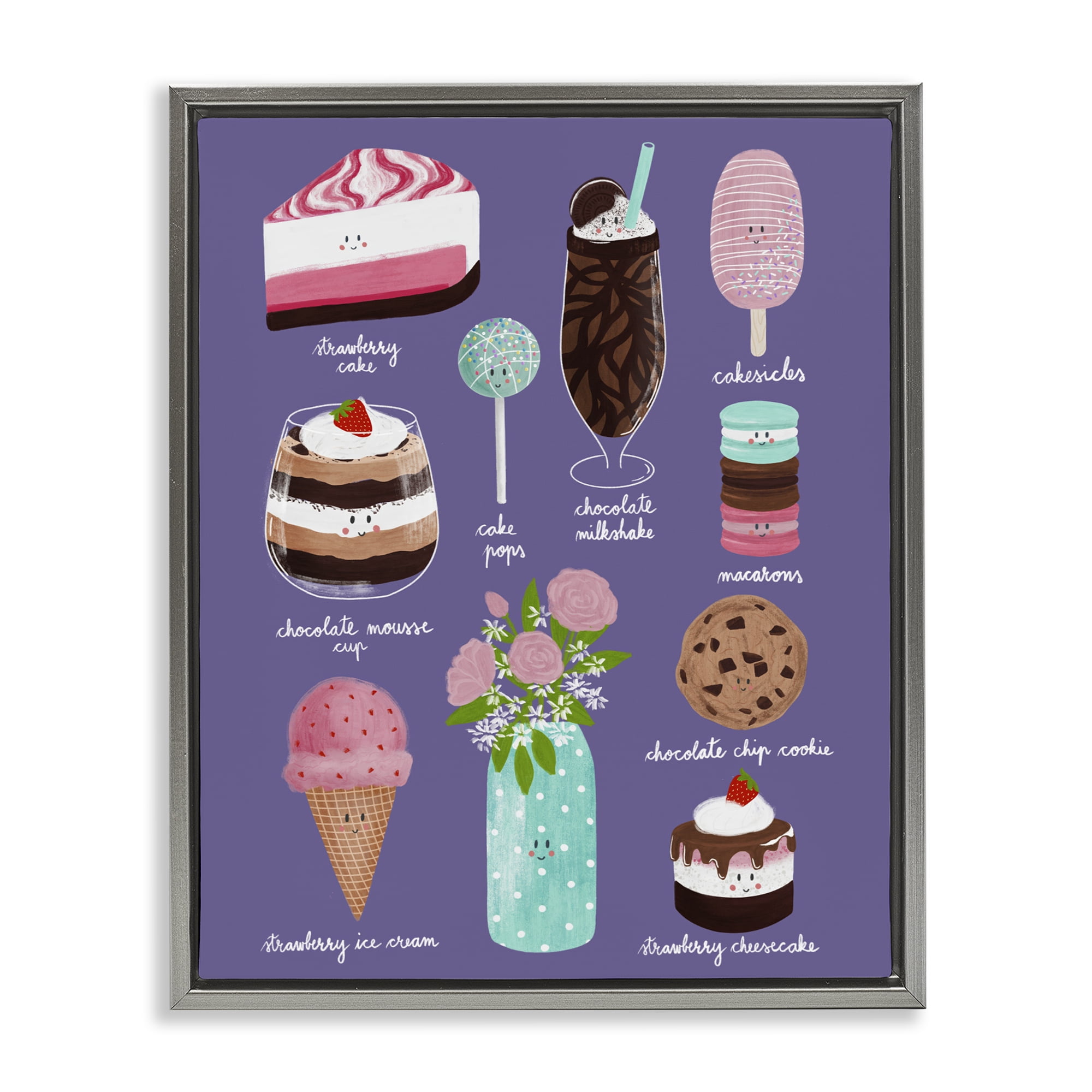 Stupell Industries Decadent Desserts & Flowers Gray Framed Floater Canvas Wall Art, design by Metka Hiti