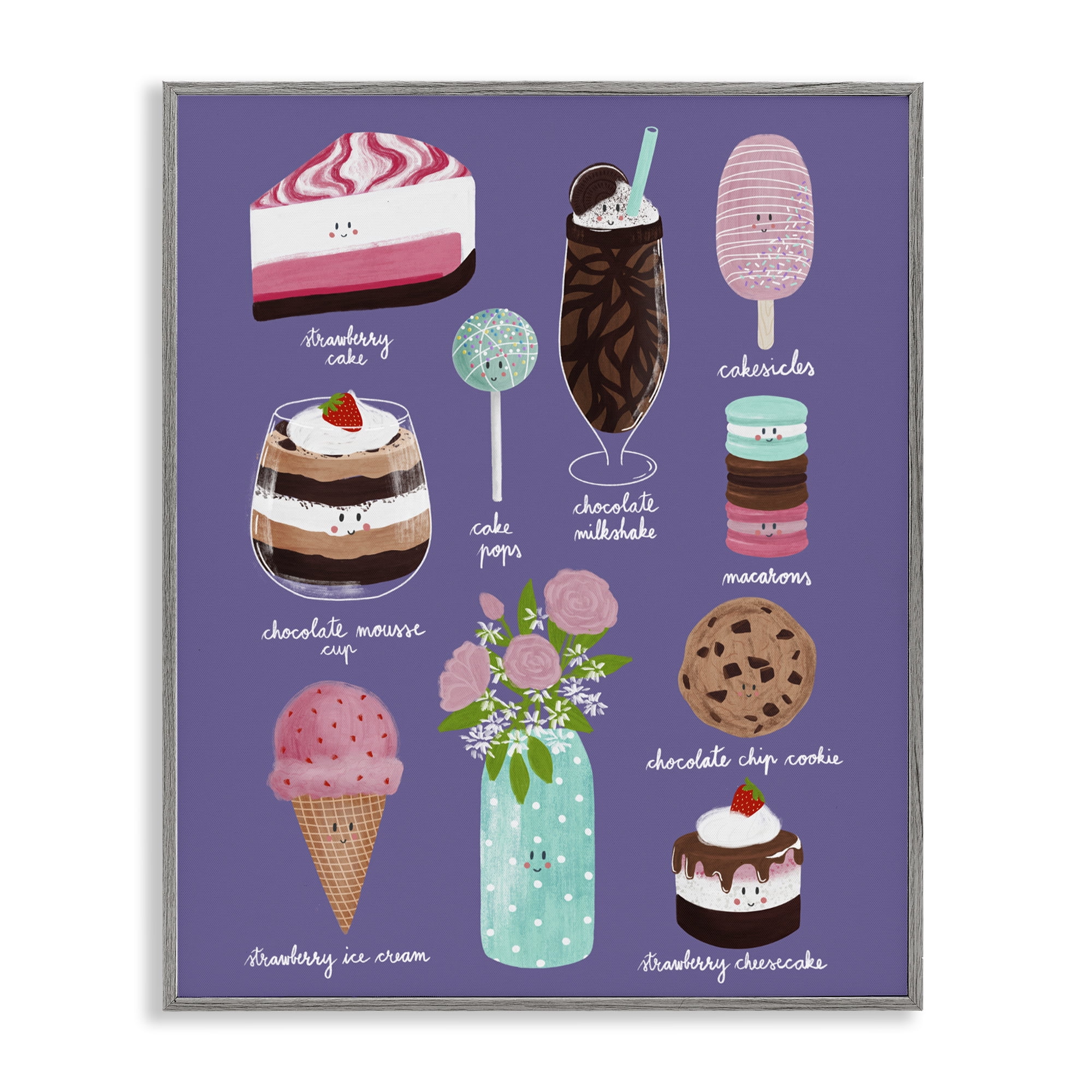 Stupell Industries Decadent Desserts & Flowers Gray Framed Giclee Art, design by Metka Hiti