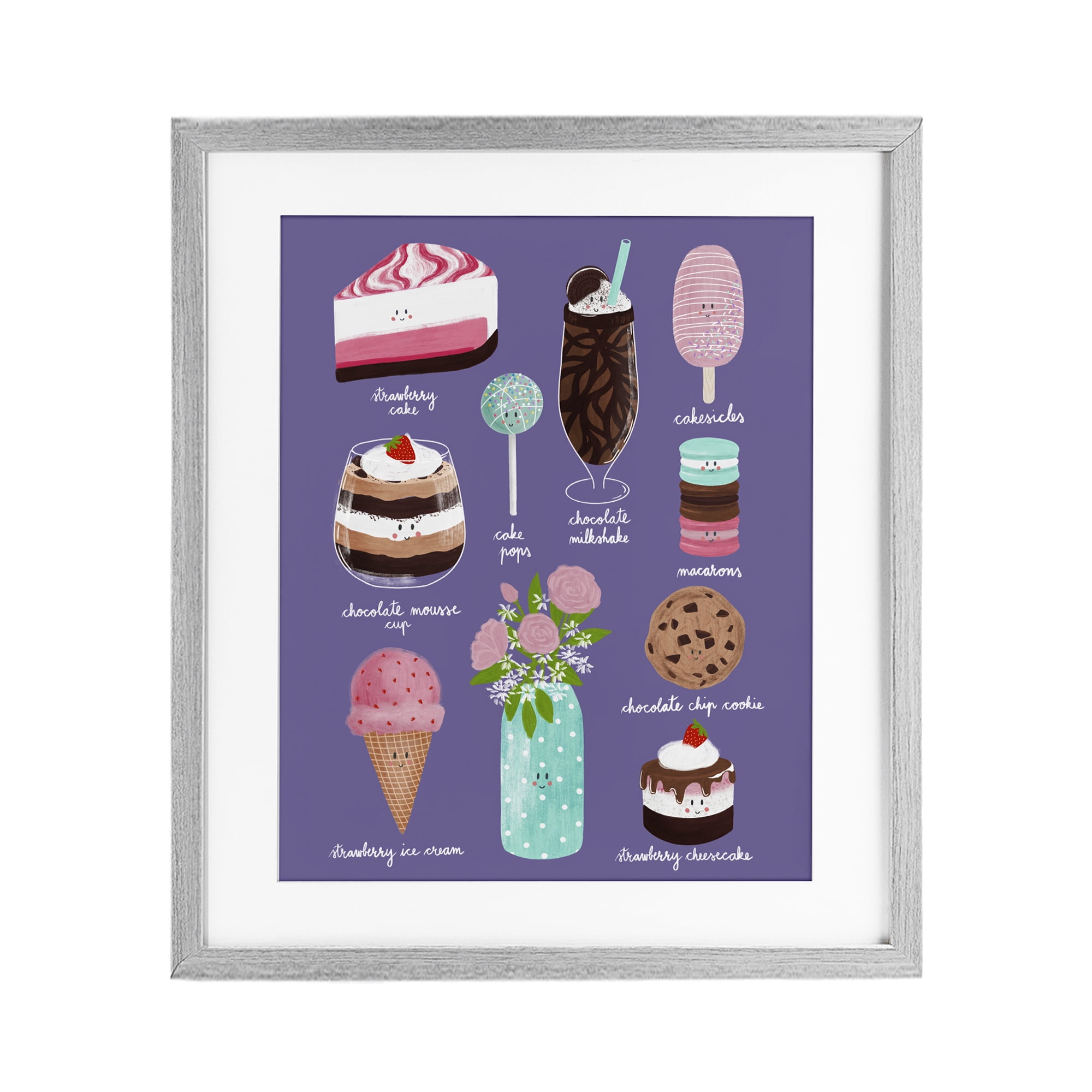 Stupell Industries Decadent Desserts & Flowers Gray Framed Print Under Glass, design by Metka Hiti