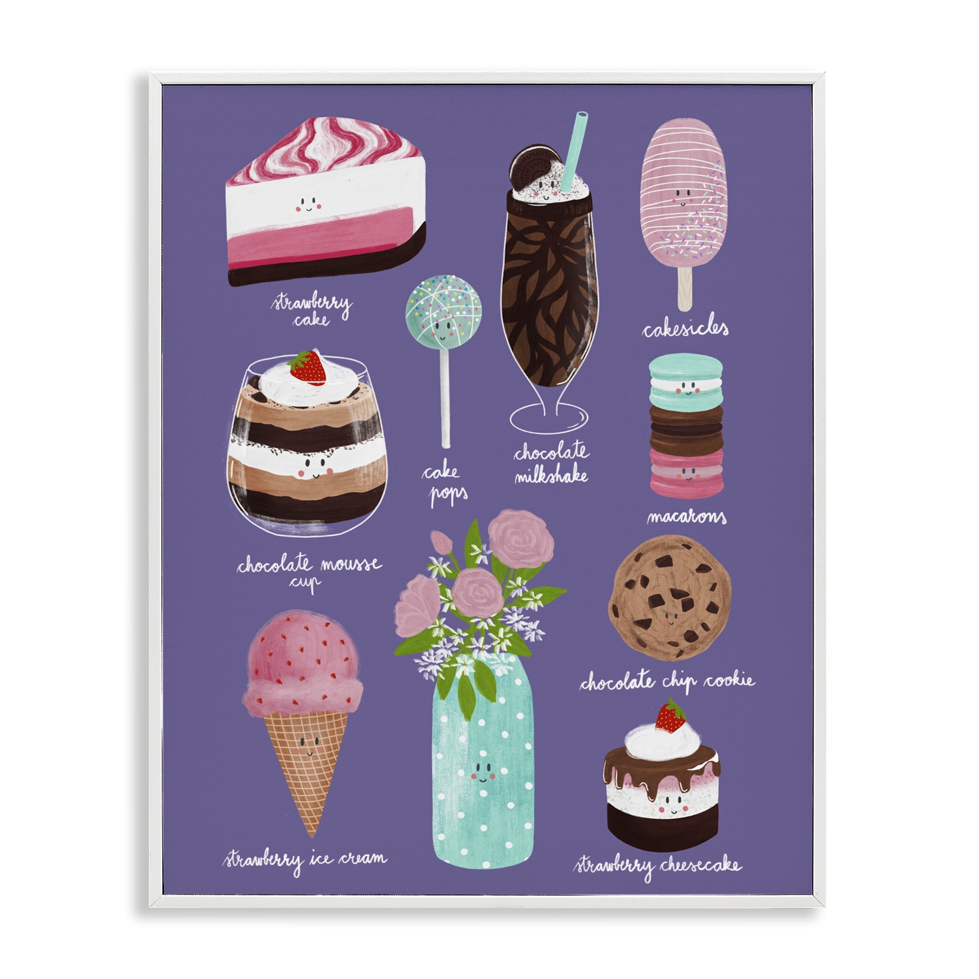 Stupell Industries Decadent Desserts & Flowers White Framed Giclee Art, design by Metka Hiti