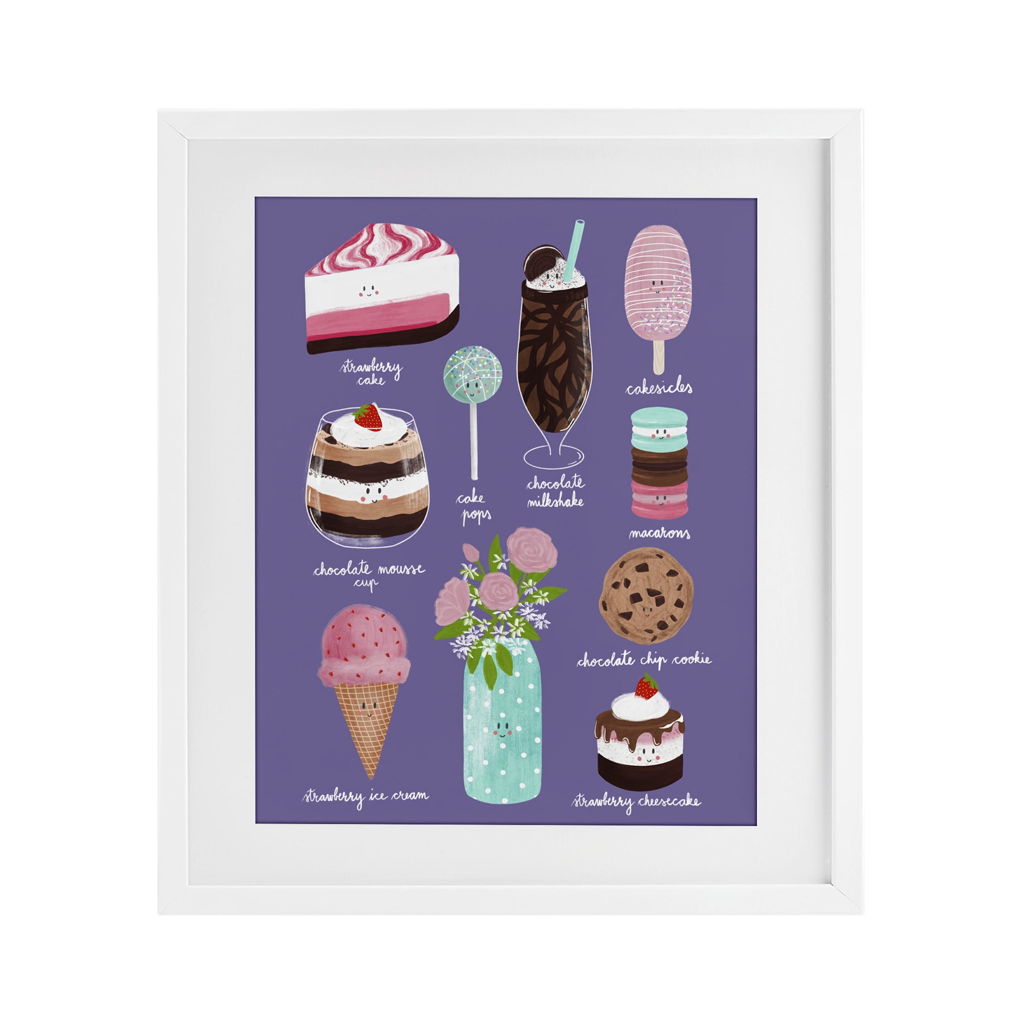Stupell Industries Decadent Desserts & Flowers White Framed Print Under Glass, design by Metka Hiti