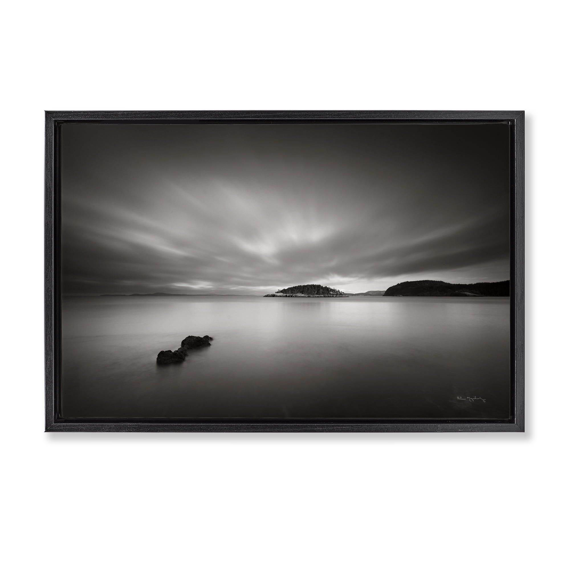 Stupell Industries Deception Pass Scene Landscape & Nature Photography Black Floater Framed Canvas Art Print Wall Art, 25 x 17