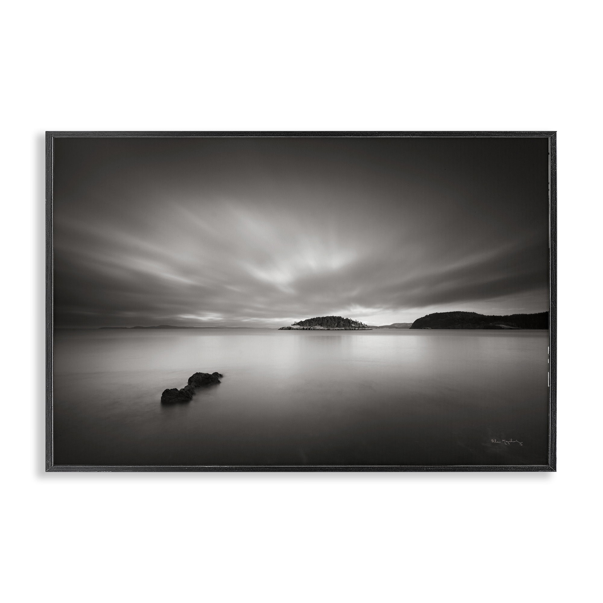 Stupell Industries Deception Pass Scene Landscape & Nature Photography Black Framed Art Print Wall Art, 30 x 20