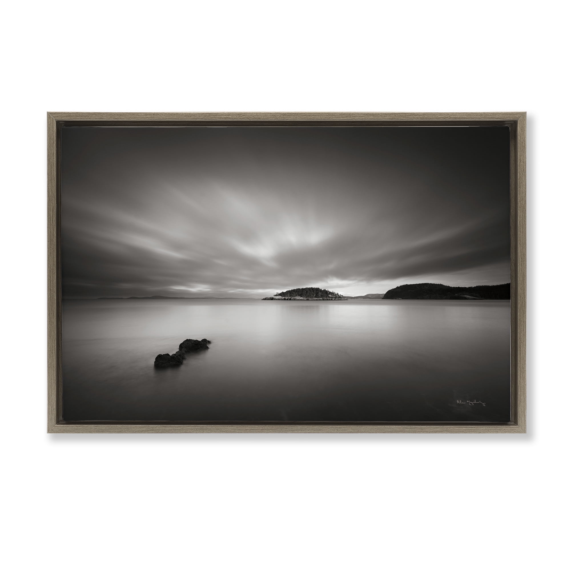 Stupell Industries Deception Pass Scene Landscape & Nature Photography Brown Floater Framed Canvas Art Print Wall Art, 25 x 17