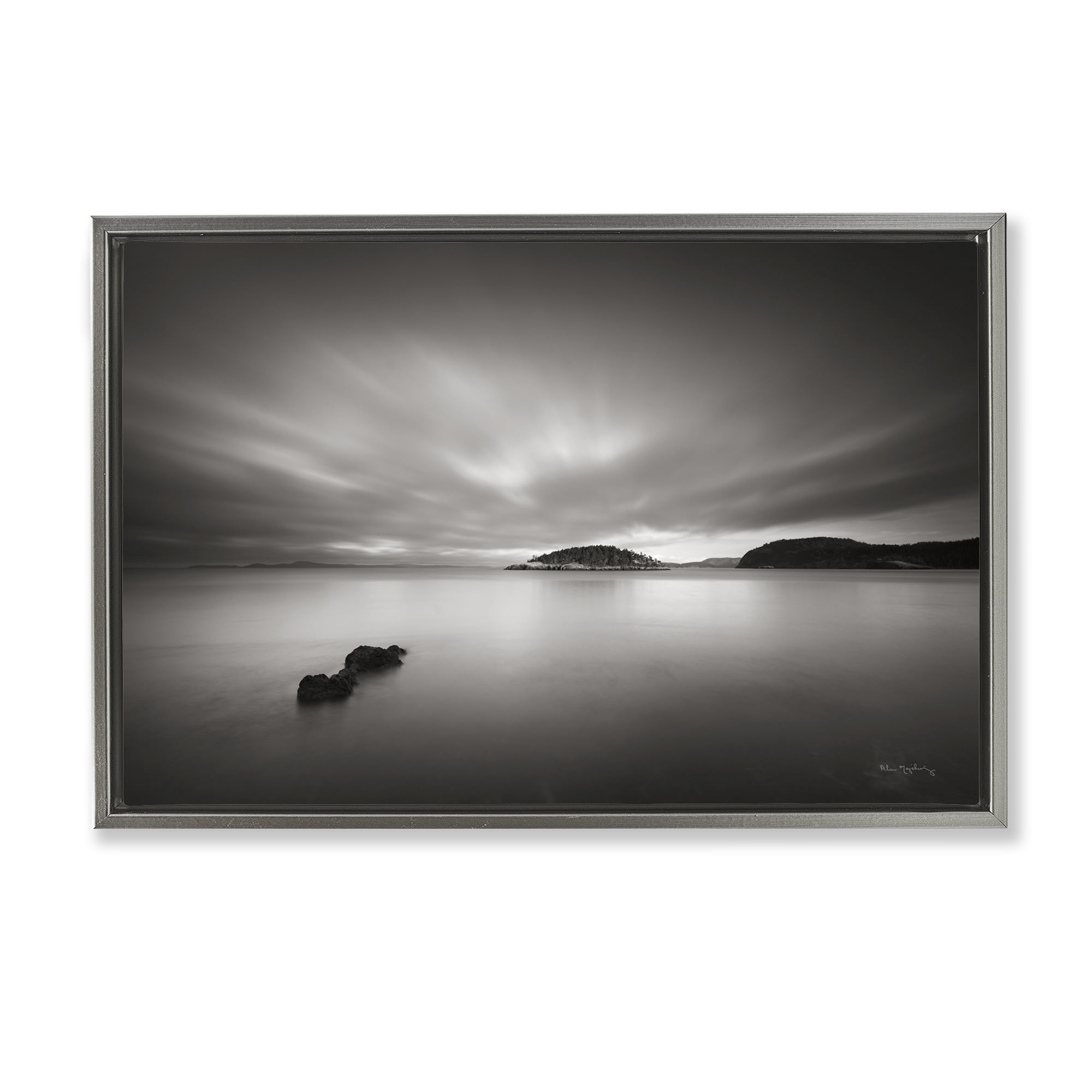 Stupell Industries Deception Pass Scene Landscape & Nature Photography Gray Floater Framed Canvas Art Print Wall Art, 25 x 17