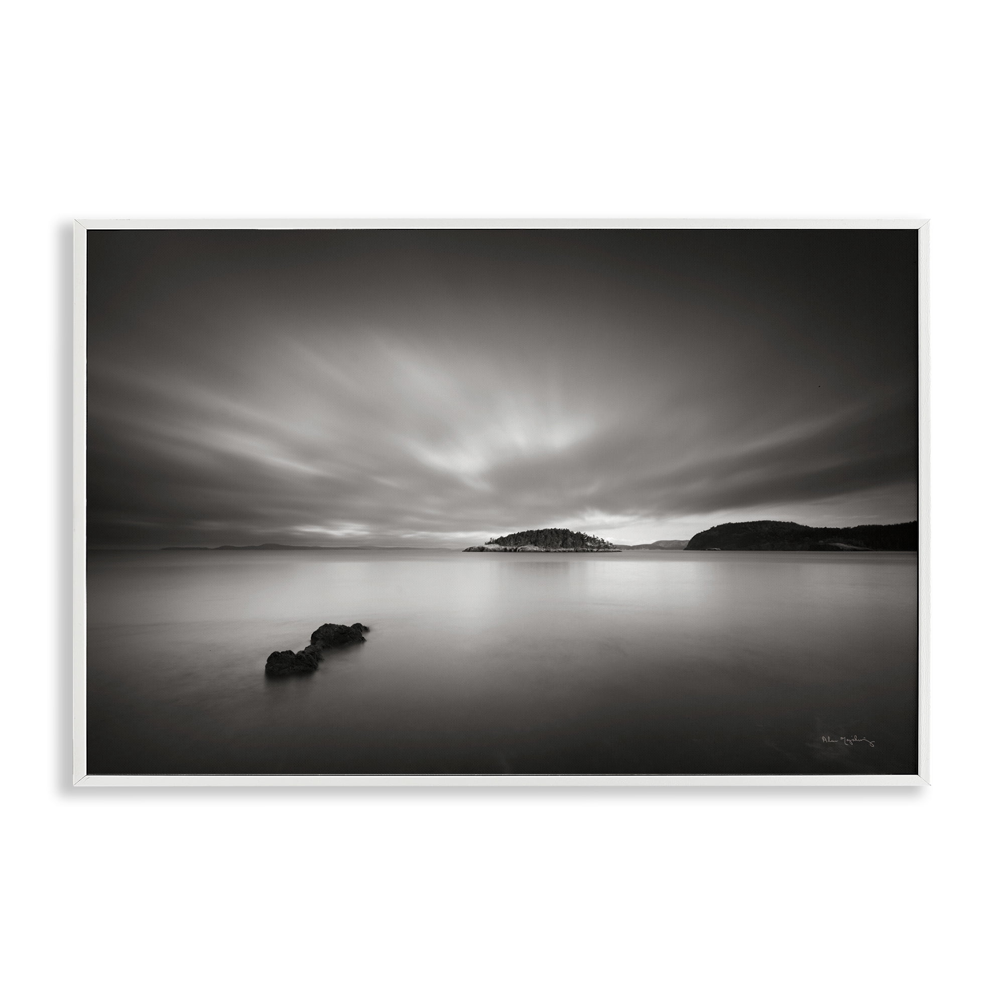 Stupell Industries Deception Pass Scene Landscape & Nature Photography White Framed Art Print Wall Art, 24 x 16