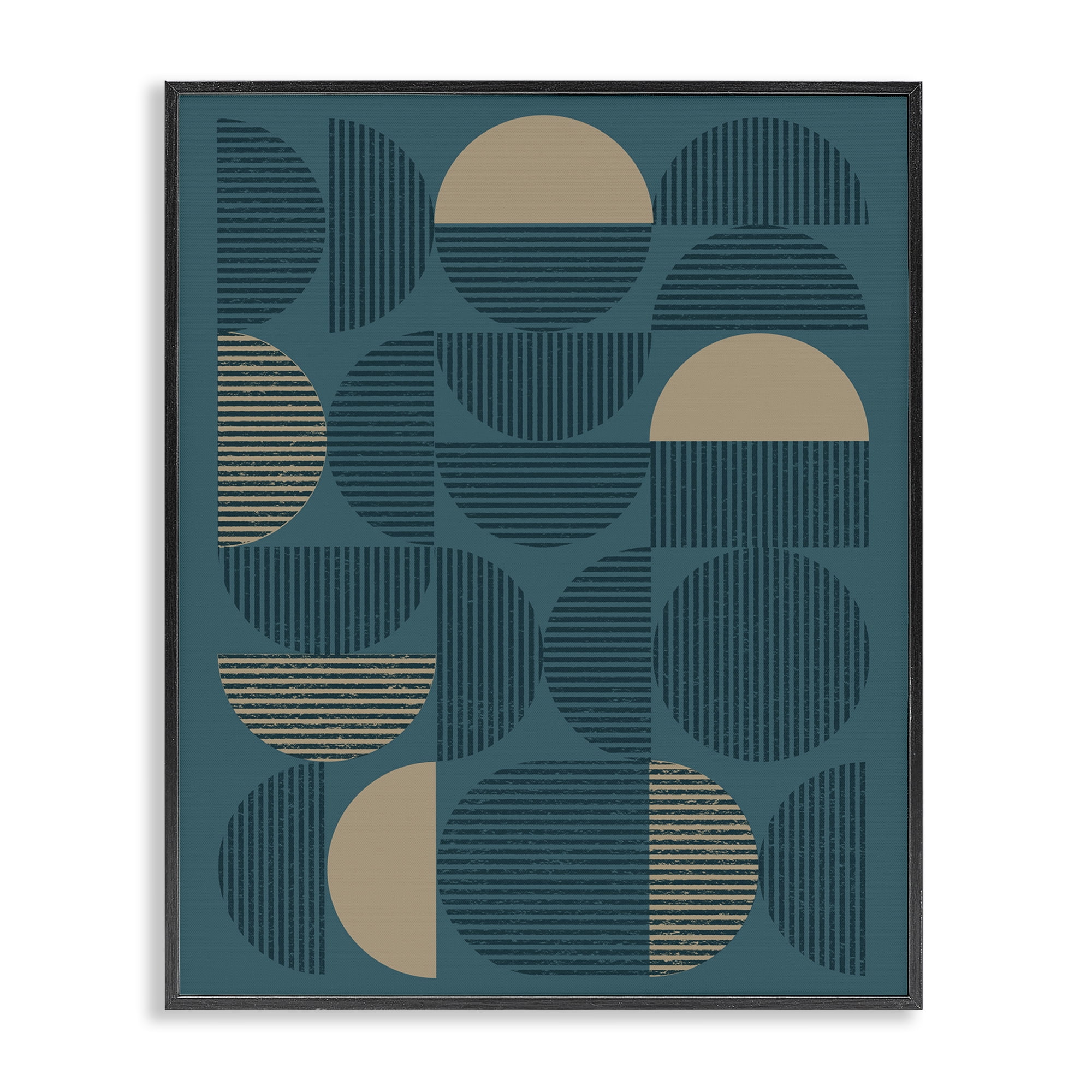 Stupell Industries Deco Arches Blue & Beige Abstract Painting Black Framed Art Print Wall Art, 11 x 14