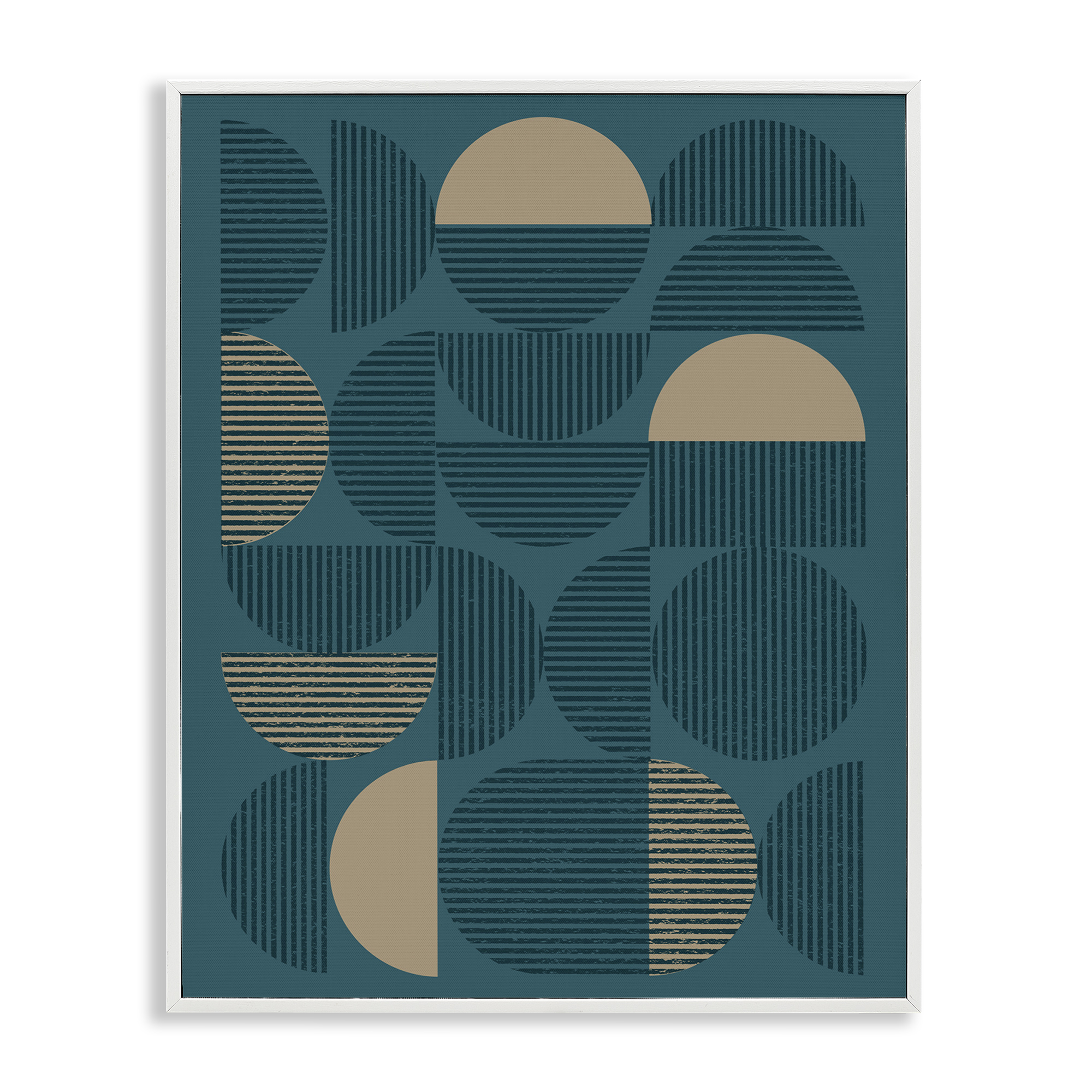 Stupell Industries Deco Arches Blue & Beige Abstract Painting White Framed Art Print Wall Art, 11 x 14