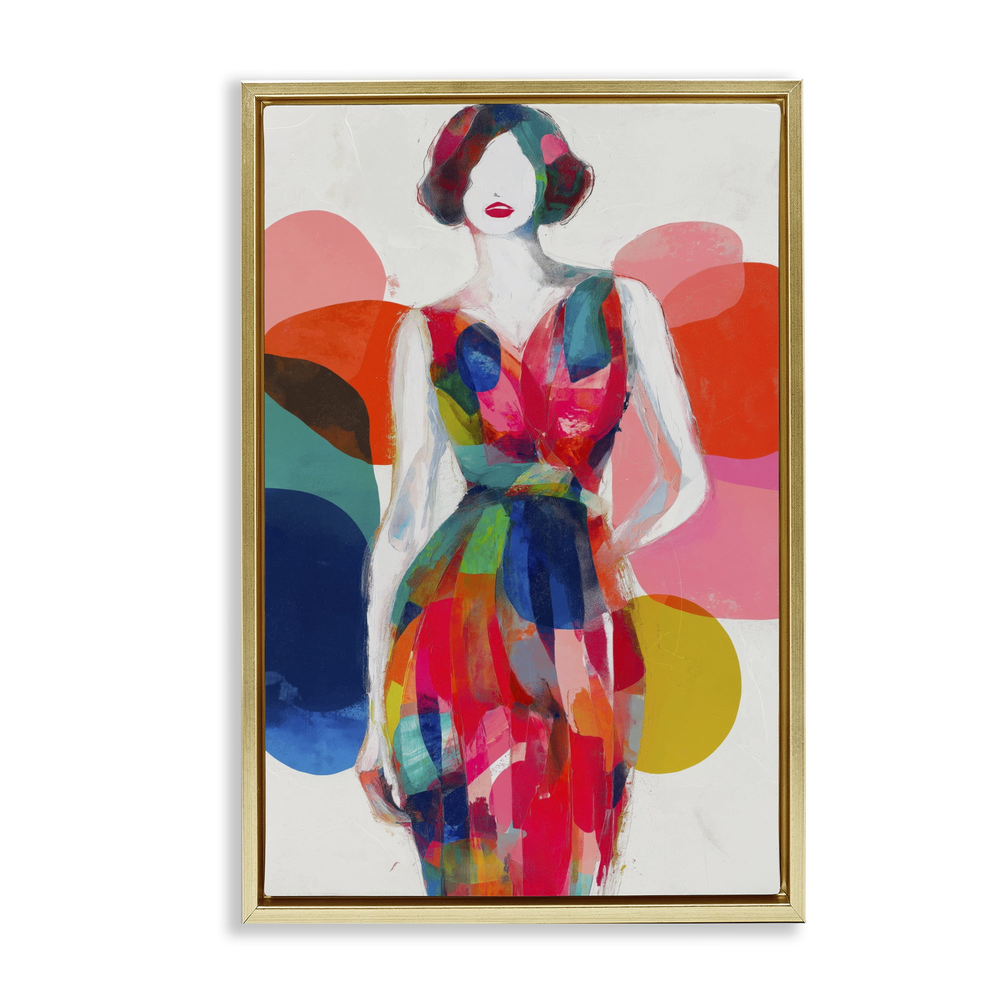 Stupell Industries Deco Fashion Woman Gold Framed Floater Canvas Wall Art, design by Chromatic Storm Studio
